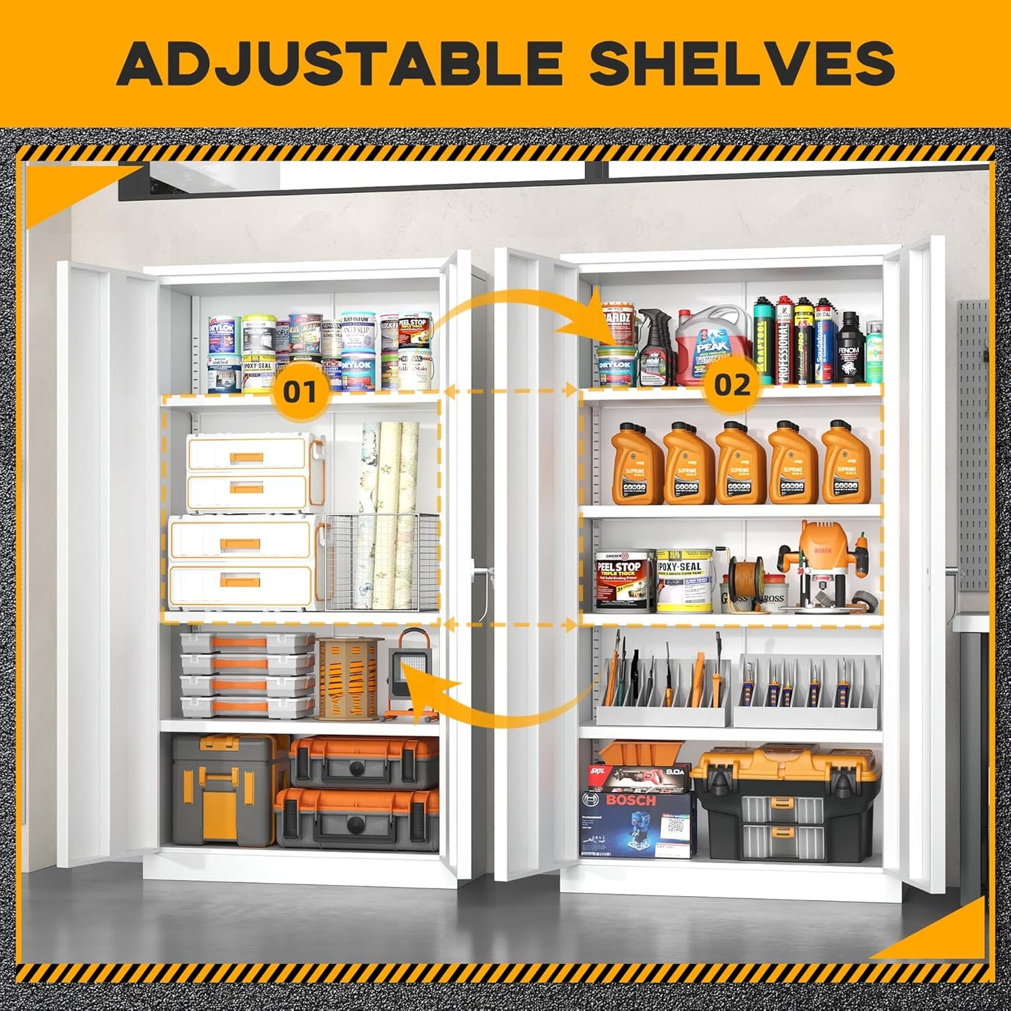 Greenvelly Metal Storage Cabinet with 2 Doors and 4 Adjustable Shelves, 72”H Metal Cabinet Lockable Storage Cabinet,Tall Locking File Cabinet for Office,Home, Garage, Gym, School