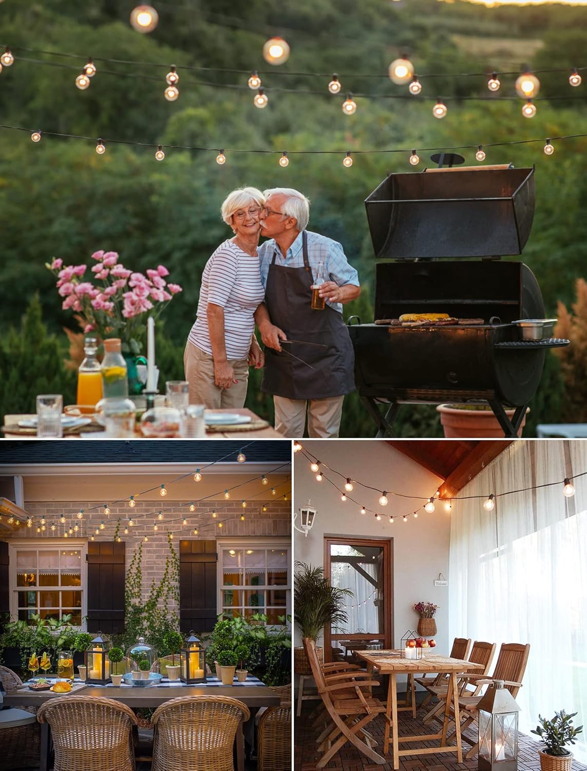 Brightown Outdoor String Lights 25FT G40 Globe Patio Lights with 27 Edison Glass Bulbs(2 Spare), Waterproof Connectable Hanging Light for Backyard Porch Balcony Party Decor, E12 Socket Base, Black