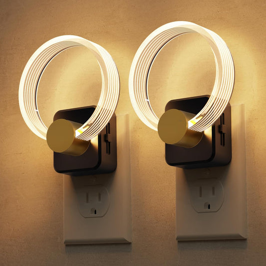 L LOHAS LED Night Lights Plug into Wall, 2 Pack Plug in Night Lights with Light Sensor, 3000K Soft White, 0-100LM Brightness Adjustable, Acrylic Nightlight for Bathroom Bedroom Hallway