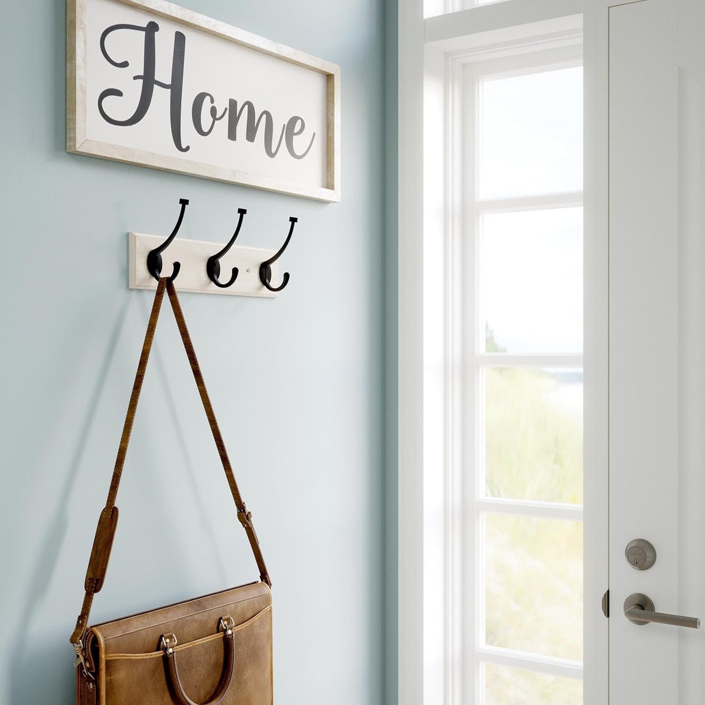 Franklin Brass Pilltop (1-Pack) 15" Coat Rack Wall Mount White Oak Wood Hat Rack with 3 Hooks Hanging Hook Rail for Clothes, Towels, Purses, Bags, Kitchen, Entry, Closet Organization B46715K-480-C