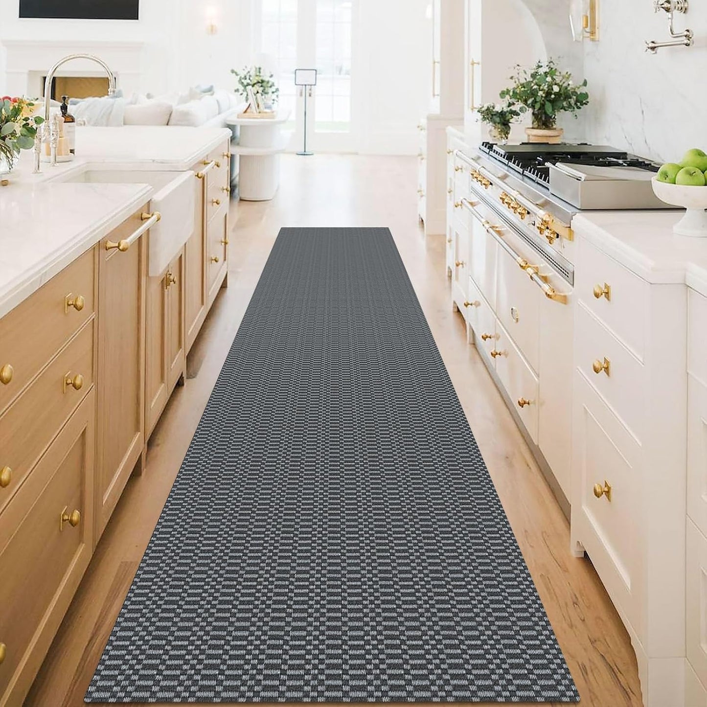 KOZYFLY Washable Runner Rug 3x16 ft Hallway Kitchen Runner Rugs with Rubber Backing Bobo Non Slip Entryway Runner Indoor, Long Carpet Runners for Hall Kitchen Entryway, Grey/Charcoal Grey