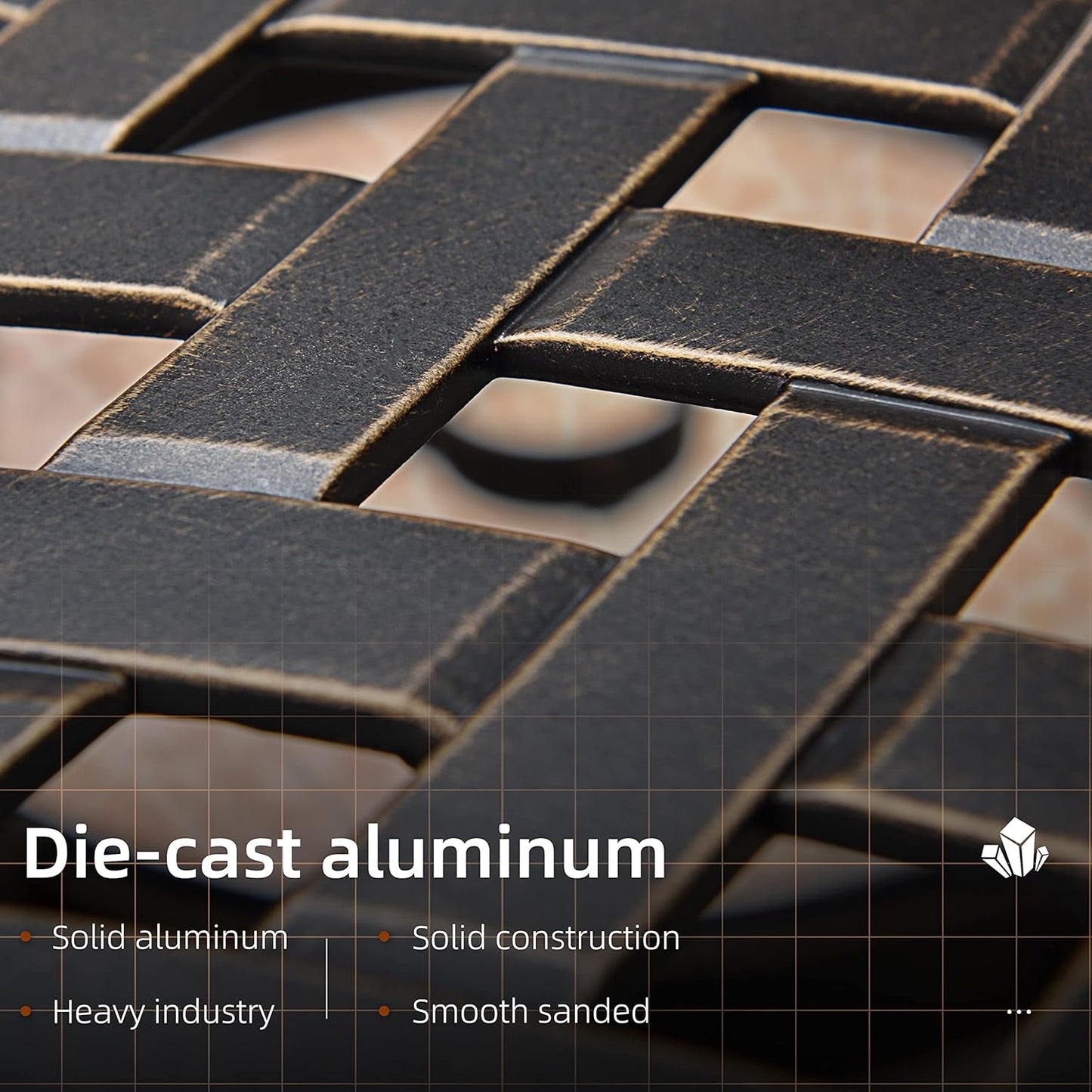 PURPLE LEAF 5 Pieces Patio Dining Set Cast Aluminum Patio Furniture with 4 Armchairs and 47" Round Table, Pillow Included, for Lawn Yard Garden Oudoor Dining Set, Navy Blue