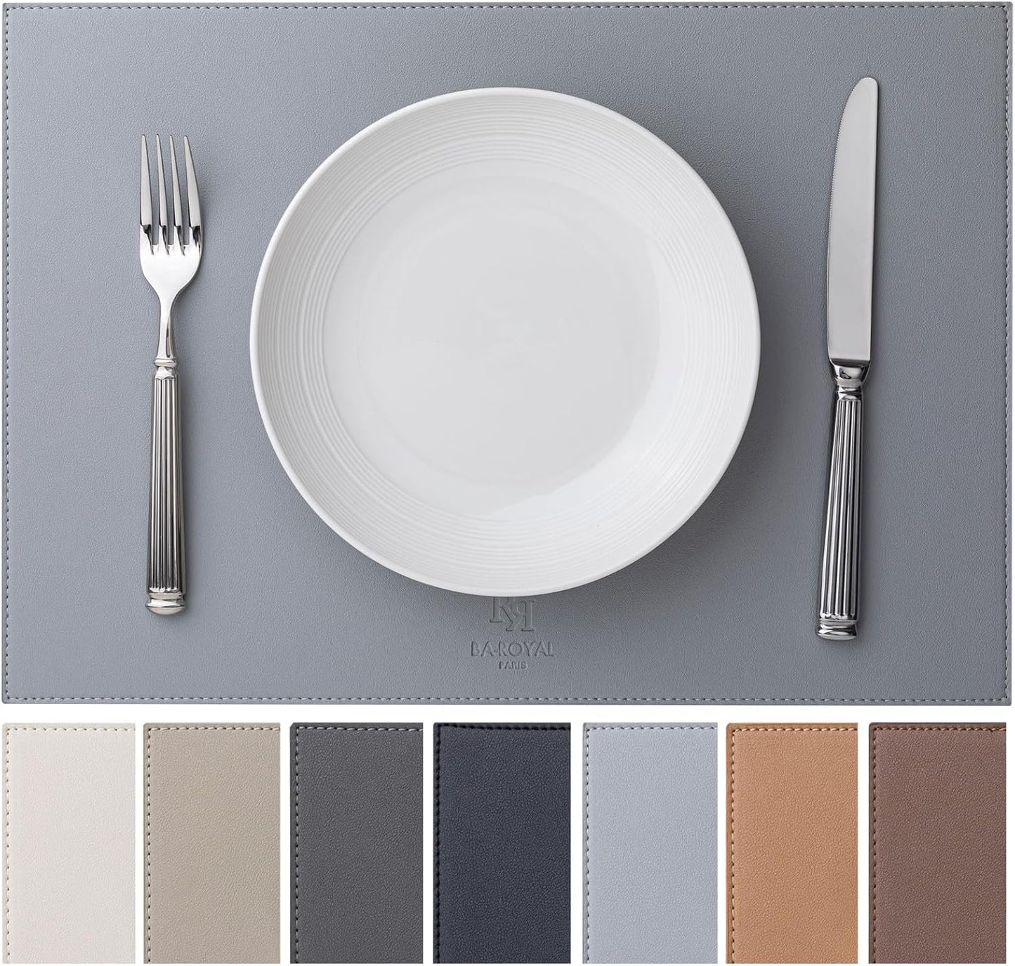 Faux Leather Placemats Set of 12 Vinyl Washable Wipeable Table Mats for Kitchen Dining Table Heat Resistant Waterproof Modern Indoor/Outdoor Placemats Non-Slip Easy Clean Place Mats (Gray)