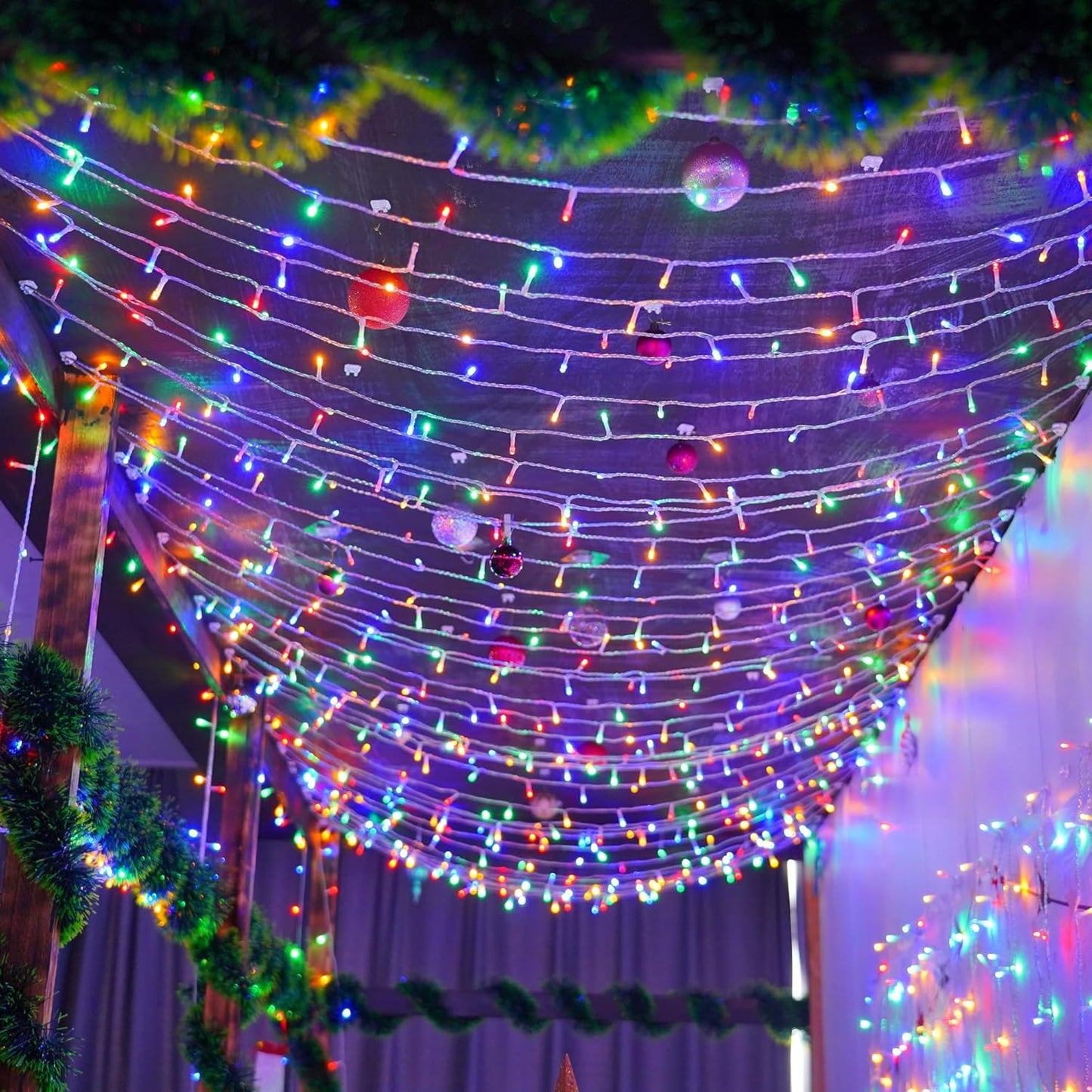 YEGUO 165ft 500 LED Christmas Lights Outdoor Waterproof, Clear Wire String Lights Indoor Plug in, 8 Modes Twinkle Tree Light Multicolor