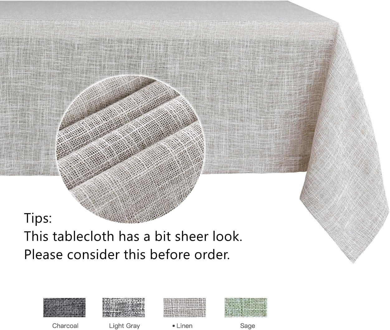 maxmill Flaxy Faux Linen Tablecloth with 2-Tone Slubby Yarn Textured Weaves Wrinkle Resistant Anti-Shrink Soft Table Cloth for Kitchen Dining Restaurant Tabletop Rectangle 60 x 120 Inch Linen