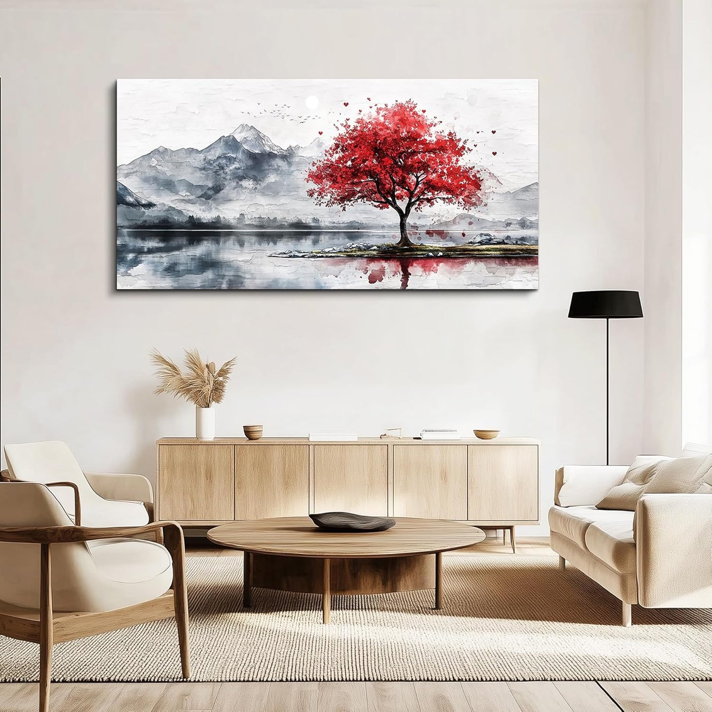 MHARTK66 Mountain Wall Art 48 X 24 Home Wall Decor For Living Room Large Canvas Wall Art Bedroom Country Landscapes Wall Pictures Black And White Poster For Dining Room Modern Office Art Work