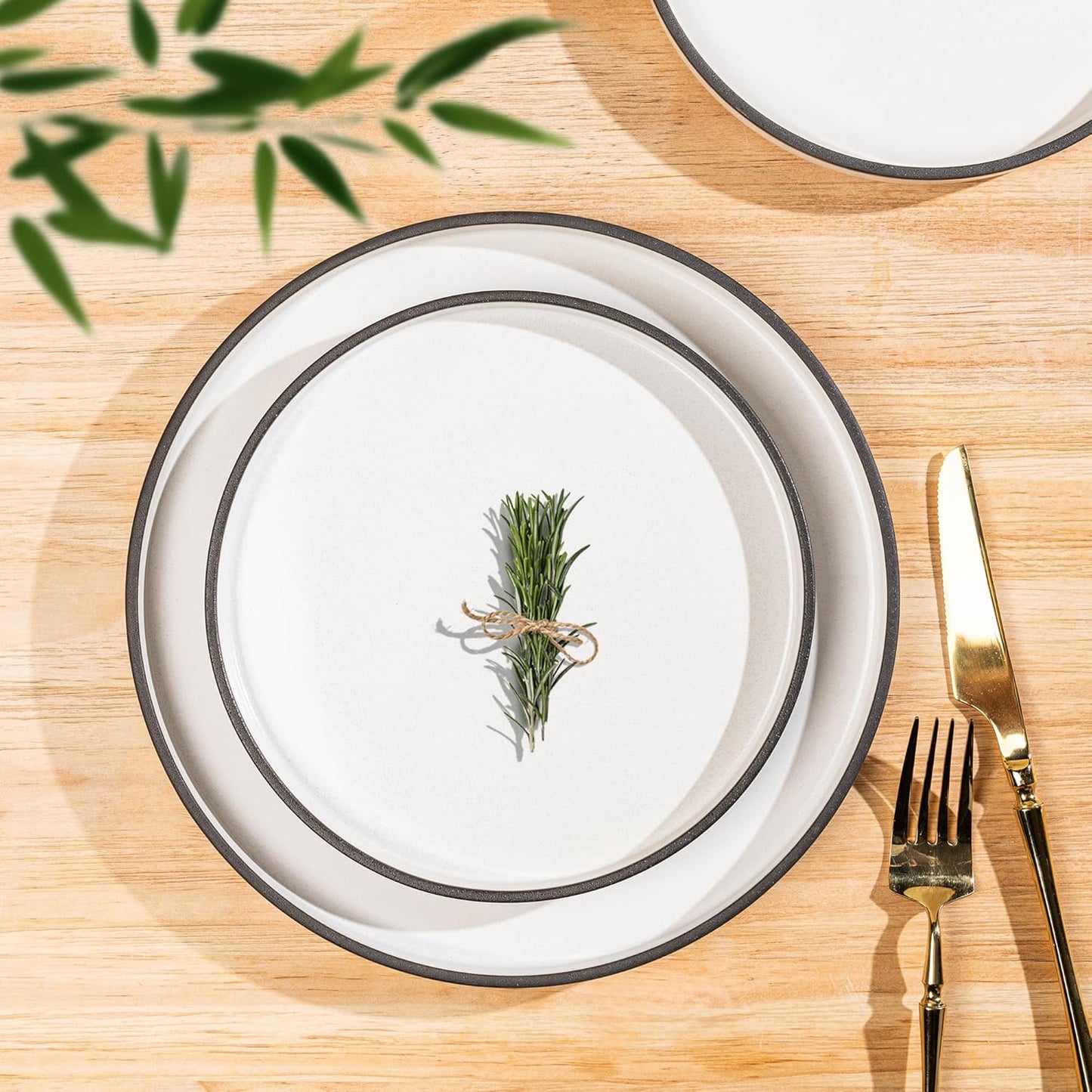 LERATIO Ceramic Dinnerware Sets for 6, High Edge Stoneware Plates and Bowls Set, Chip and Crack Resistant | Oven & Dishwasher & Microwave Safe Dishes Set, Service for 6 -Creamly White