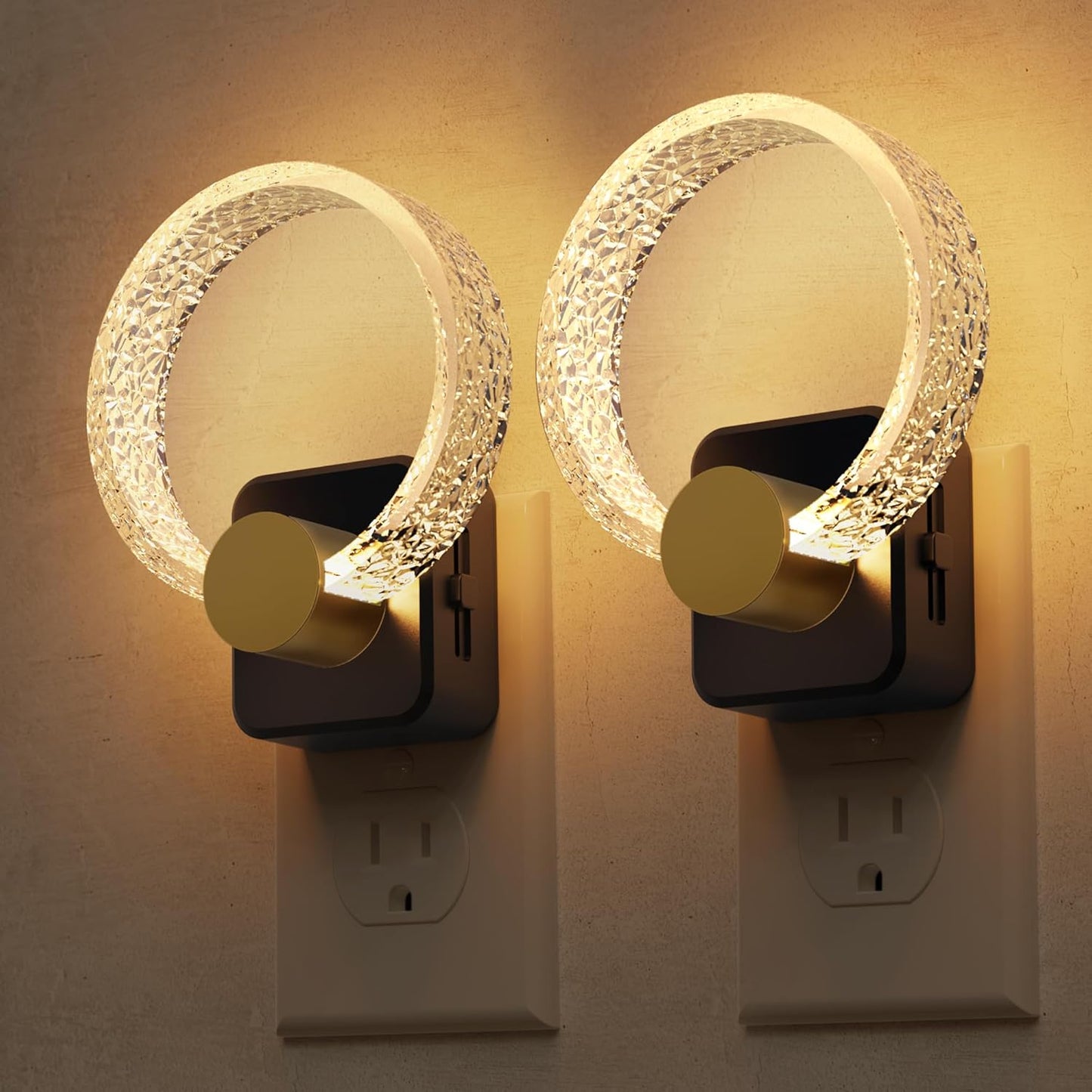 L LOHAS LED Night Lights Plug into Wall, 2 Pack Plug in Night Lights with Light Sensor, 3000K Soft White, 0-100LM Brightness Adjustable, Acrylic Nightlight for Bathroom Bedroom Hallway