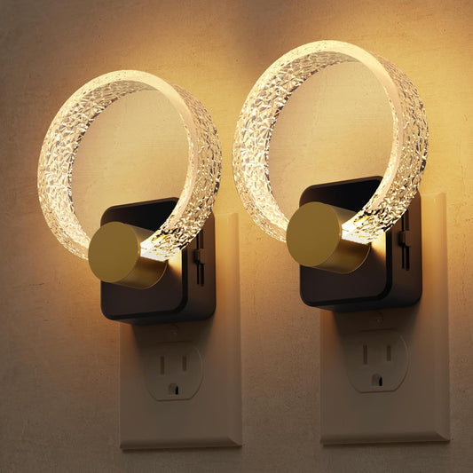 L LOHAS LED Night Lights Plug into Wall, 2 Pack Plug in Night Lights with Light Sensor, 3000K Soft White, 0-100LM Brightness Adjustable, Acrylic Nightlight for Bathroom Bedroom Hallway