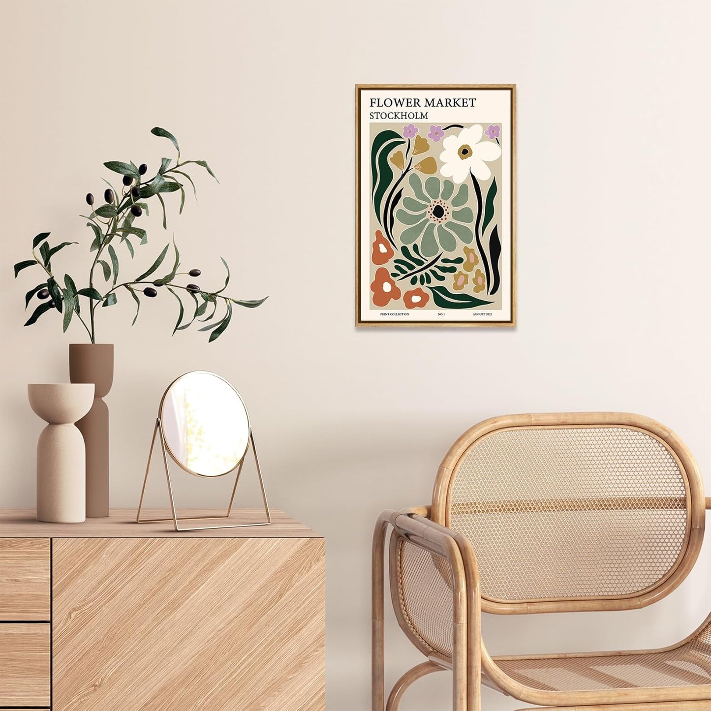 Zzuyi Framed Flower Market Wall Art,Botanical Prints,Green Flower Prints Anthropologie art for Bathroom,Aesthetic Decor-16"x 24"