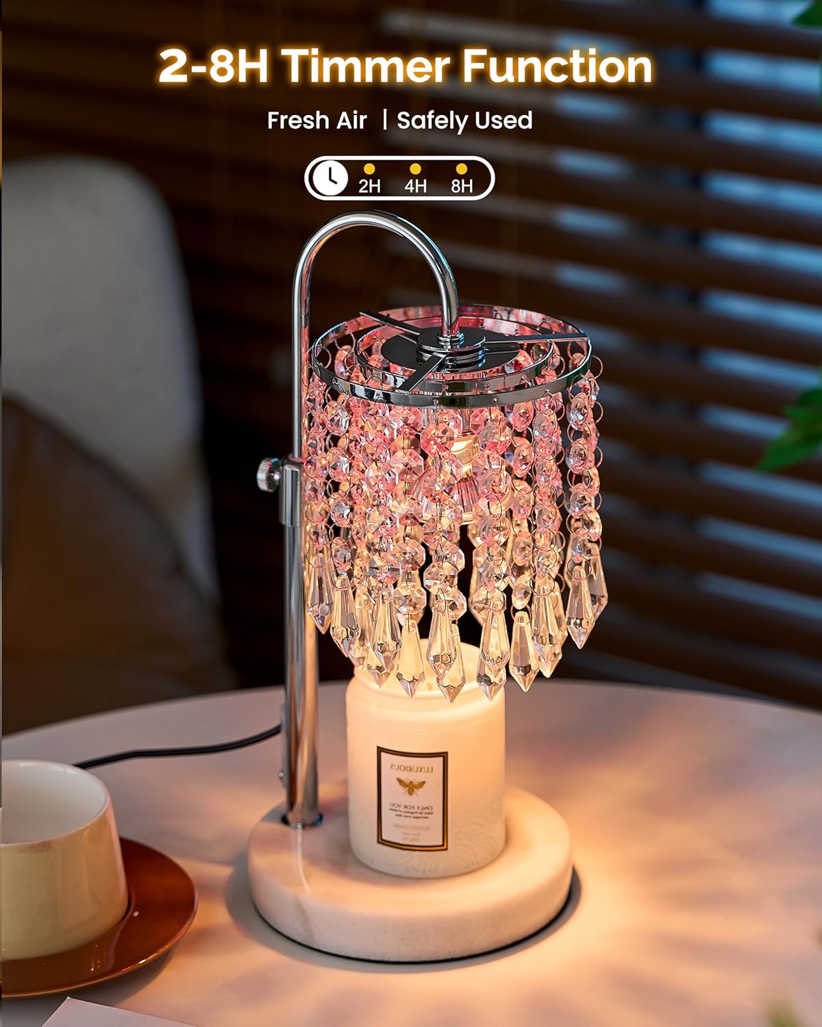 Candle Warmer Lamp with Timer Dimmer and 3 Bulbs, Lamp Candle Warmer with Marble Base,Wax Melt Warmer for Jar Candles, Birthday Gifts for Women Mom, House Warming Gifts New Home Decor