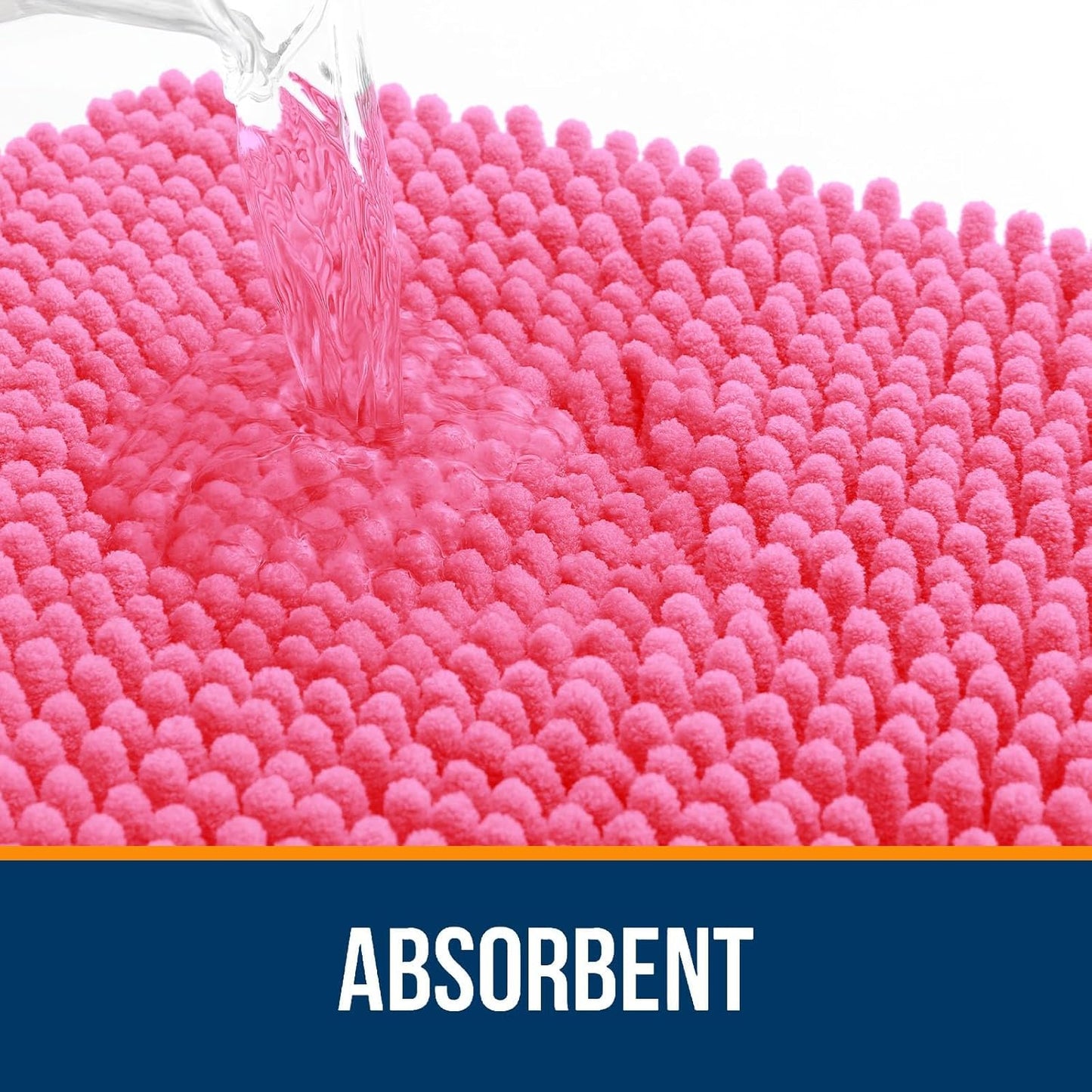 OLANLY Bathroom Rugs Sets 2 Piece, Soft Absorbent Chenille Bath Mats and U-Shaped Contour Toilet Mat Area Rug Set, Machine Washable Bath Carpet, Home Decor Accessories(24"x16"+24"x20", Hot Pink)