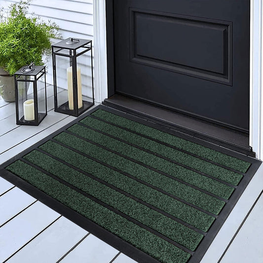 ubdyo Extra Durable Door Mat - Dirt Trapping Outdoor Welcome Mats - Non-Slip Outdoor Indoor Entrance - Low Profile Front Doormat (30" x 17", Bright Green)