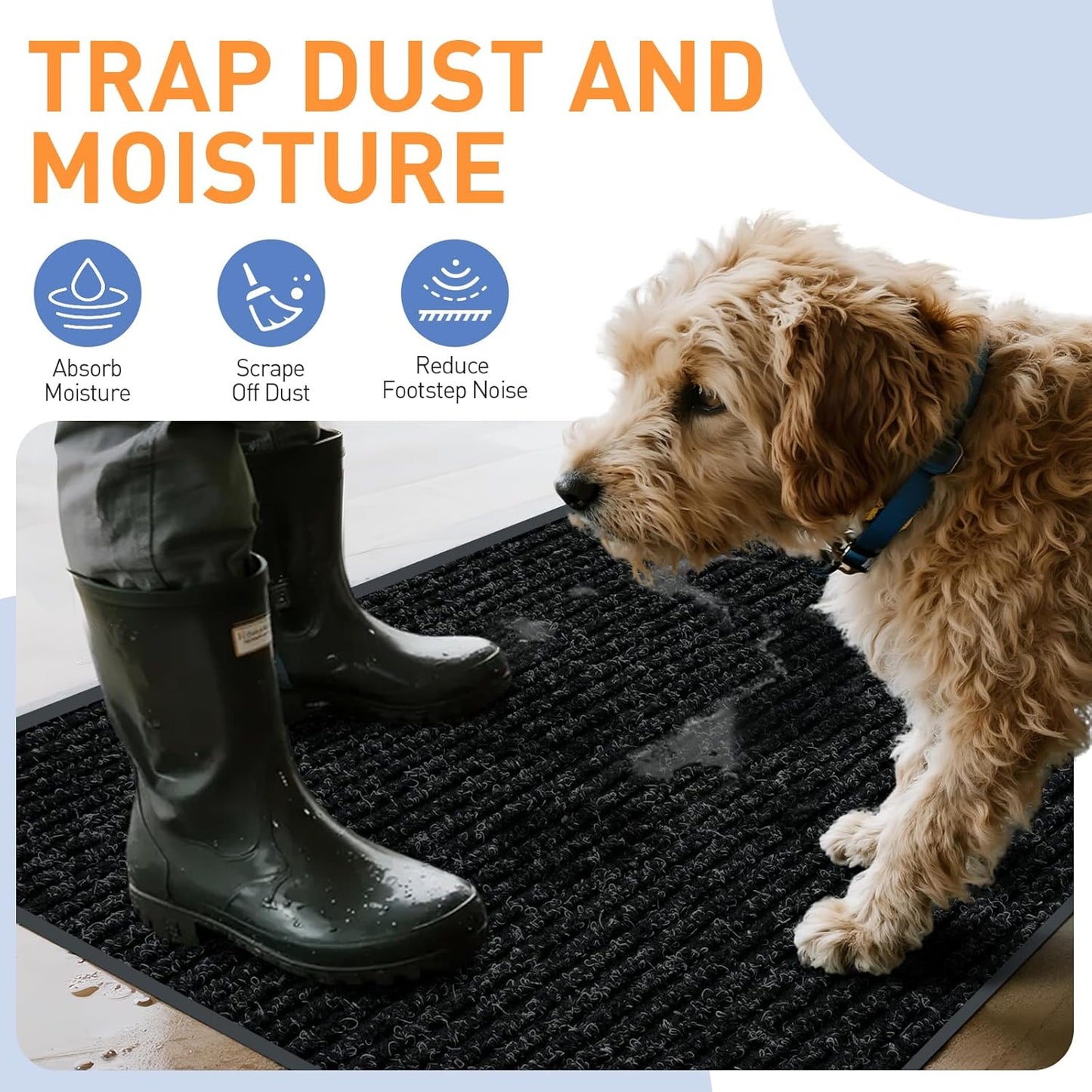 Front Door Mat Indoor Outdoor Entrance, 2ft x 45ft Non Slip Custom Size Outdoor Mat, Commercial Easy Clean Door Mat, Low-Profile Doormat Welcome Floor doormats, Resist Dirt for Front Door Patio Decor