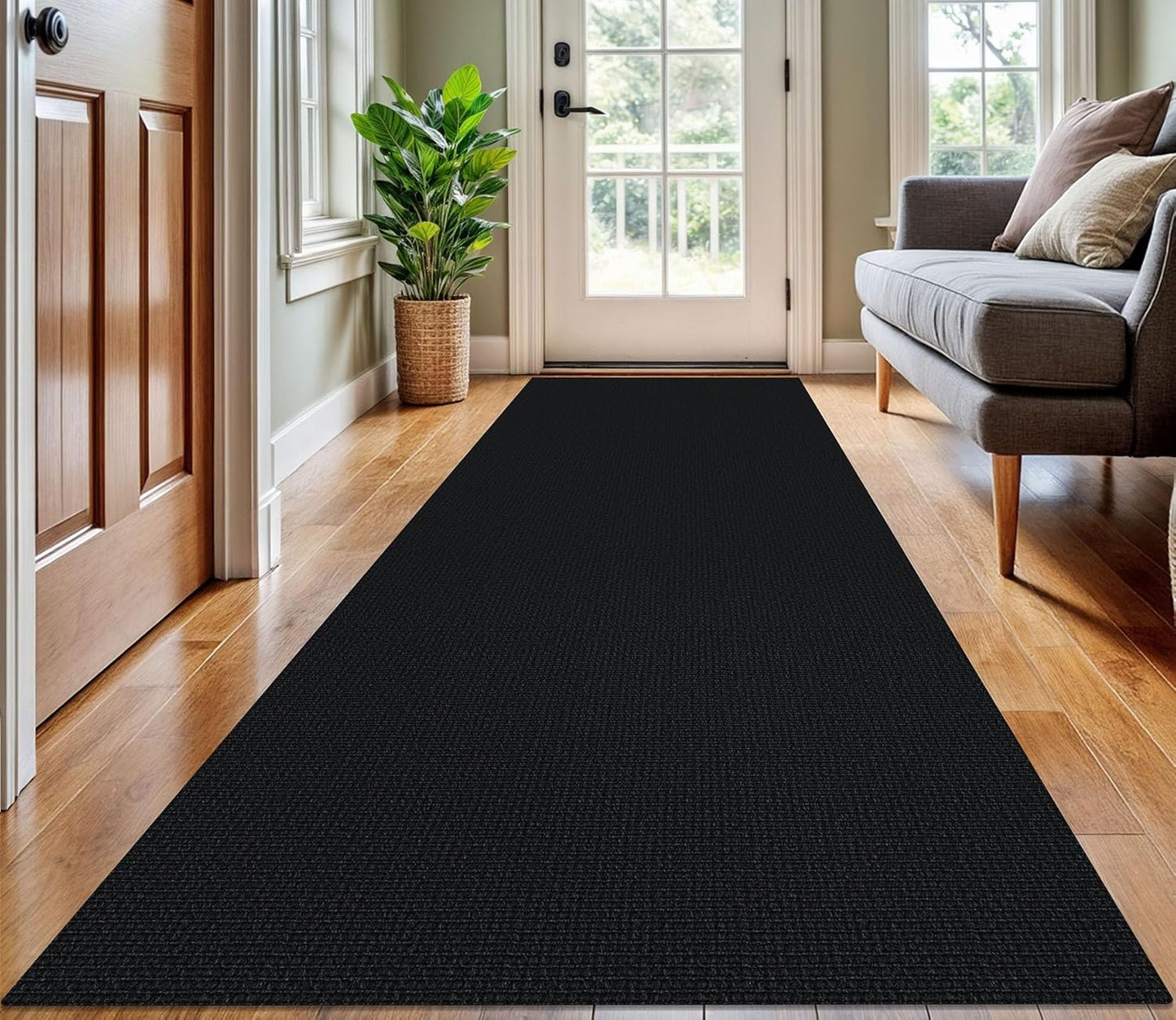 KOZYFLY Washable Runner Rug 3x10 ft Hallway Kitchen Runner Rugs with Rubber Backing Bobo Non Slip Entryway Runner Indoor, Long Carpet Runners for Hall Kitchen Entryway, Black