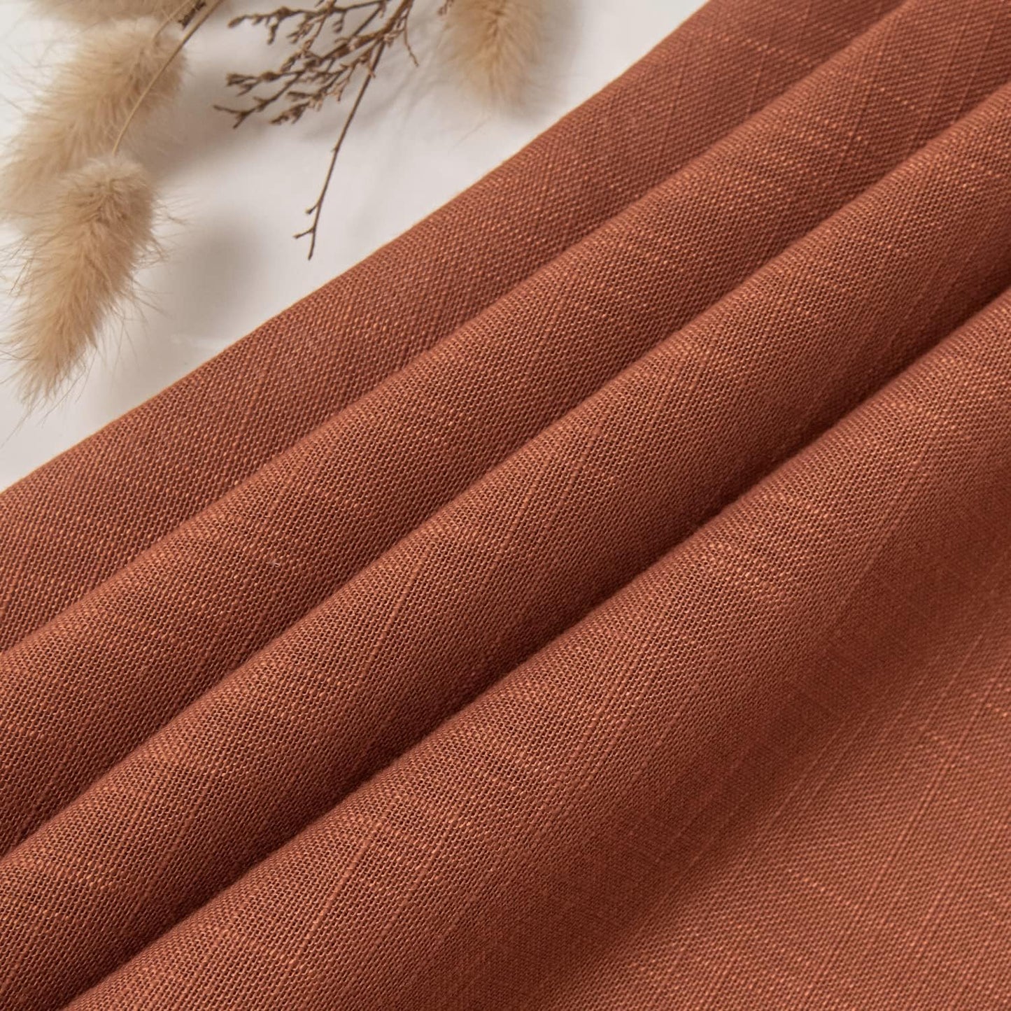 maxmill Lux Faux Linen Table Cloth with Slubby Yarn Textured Weaves Wrinkle Free Anti-Shrink Soft Tablecloth Decorative Table Cover for Harvest Thanksgiving Party Rectangle 60 x 104 Inch Rust