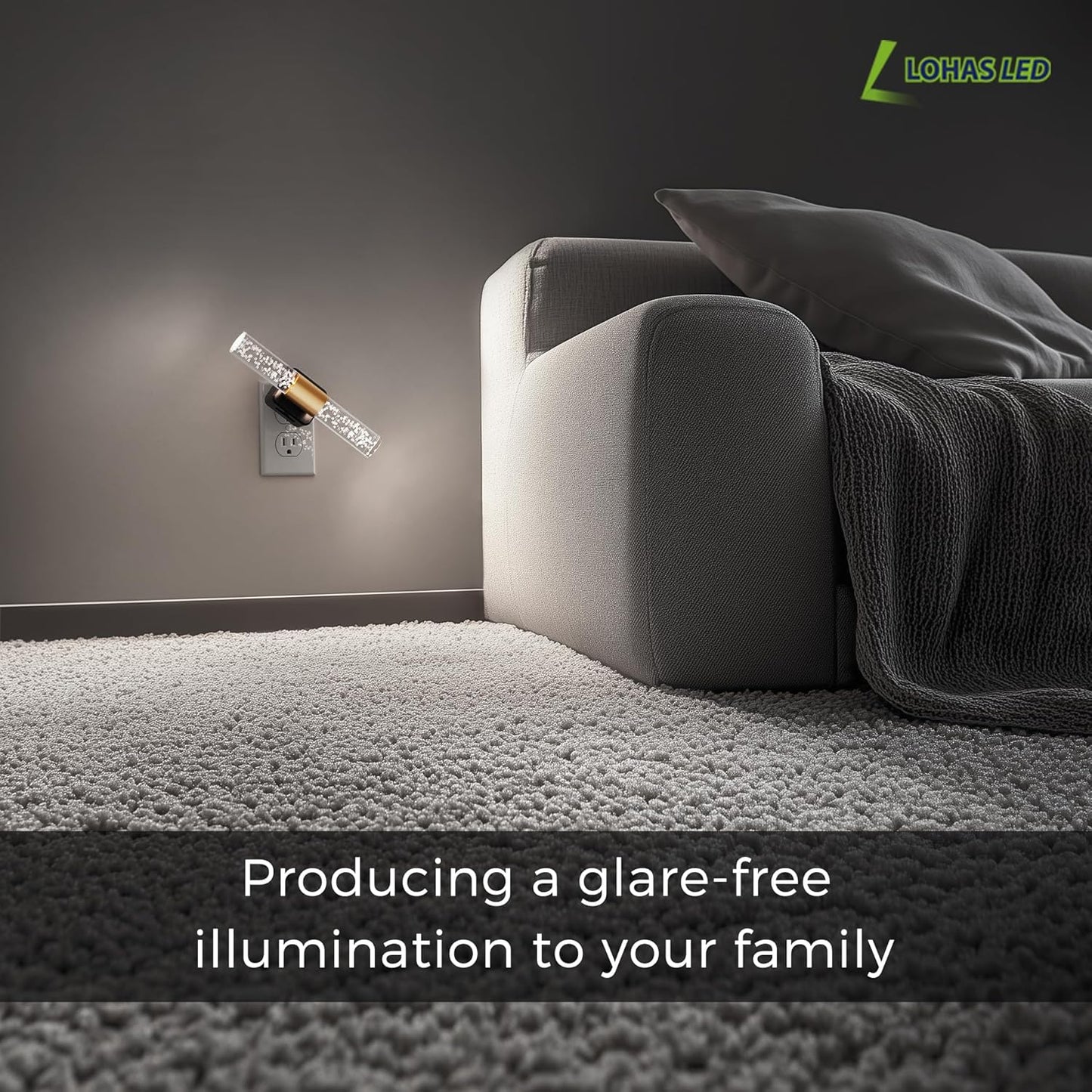 L LOHAS LED Bright Night Light, Night Lights Plug into Wall, 180° Rotating, Daylight White 5000K, Auto Light Sensor, Dimmable Nightlights for Bedroom Bathroom Hallway, 1 Pack