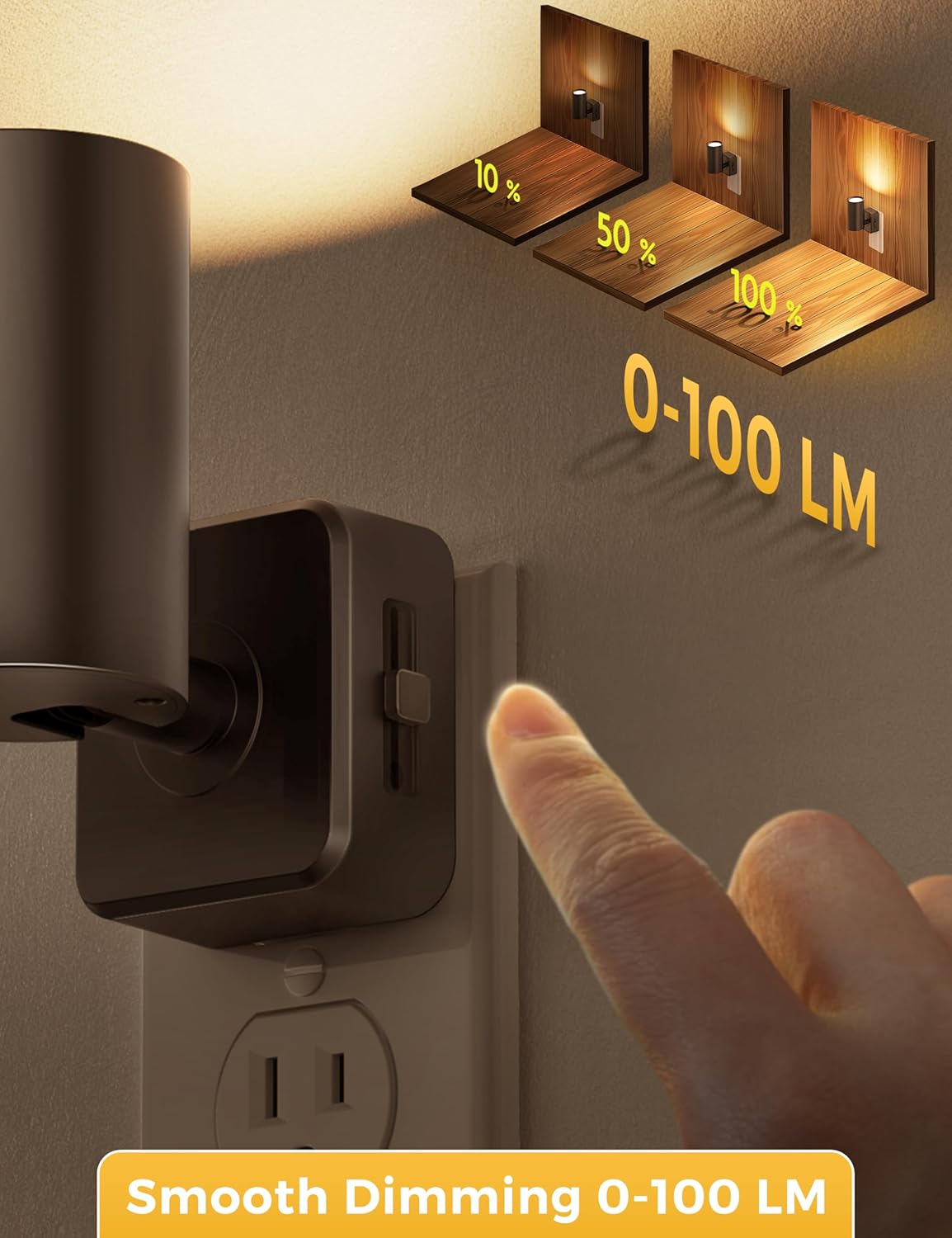 L LOHAS LED Night Lights Plug into Wall, [2-Pack] Rotatable Night Light with Dusk to Dawn Sensor, 0-100 LM Brightness Adjustable,Soft White 3000K Nightlight for Adults Bathroom Hallway Stairs