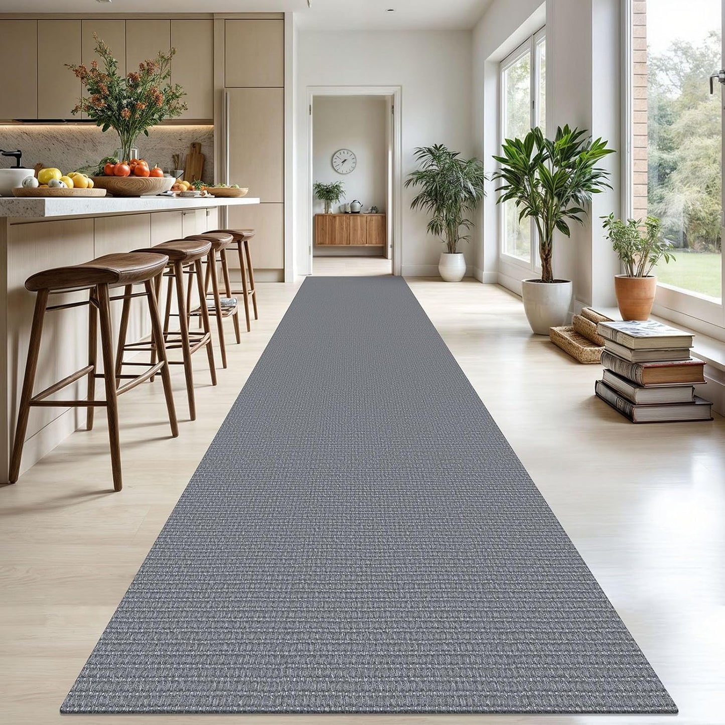 KOZYFLY Washable Runner Rug 3x20 ft Hallway Kitchen Runner Rugs with Rubber Backing Bobo Non Slip Entryway Runner Indoor, Long Carpet Runners for Hall Kitchen Entryway, Grey