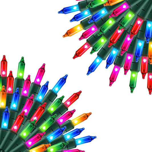 Uptotop Christmas 2 Pack String Light, Total 200 Count 40 FT String Lights Plug in Waterproof Light Decorations for Party Carnival Supplies, Outdoor Yard Garden Decor (Multi-Colored)