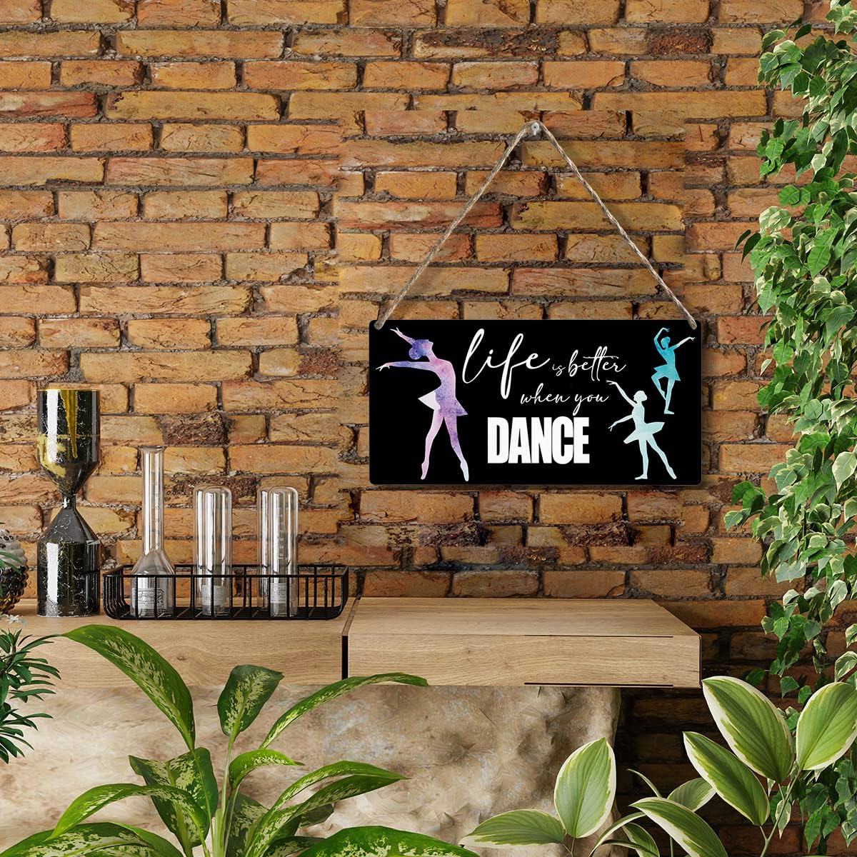 Inspirational Life is Better When You Dance Wood Sign Rustic Ballet Dancer Lovers Wooden Hanging Plaque for Home Living Room Bedroom Wall Art Decoration 6 x 12 Inches Present