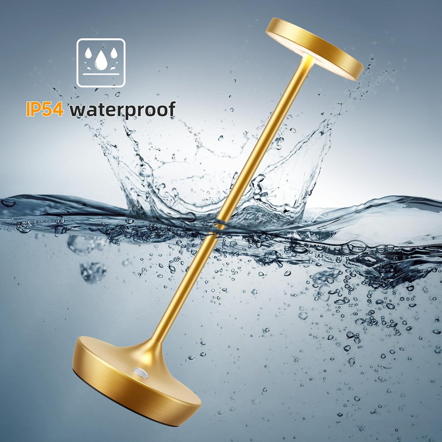 Rechargeable Table Lamp Cordless - 6000mAh Battery Operated LED Table Light - Portable Touch Dimmable Outdoor Waterproof Table Lamps for Patio Restaurant Dining (2 Gold)