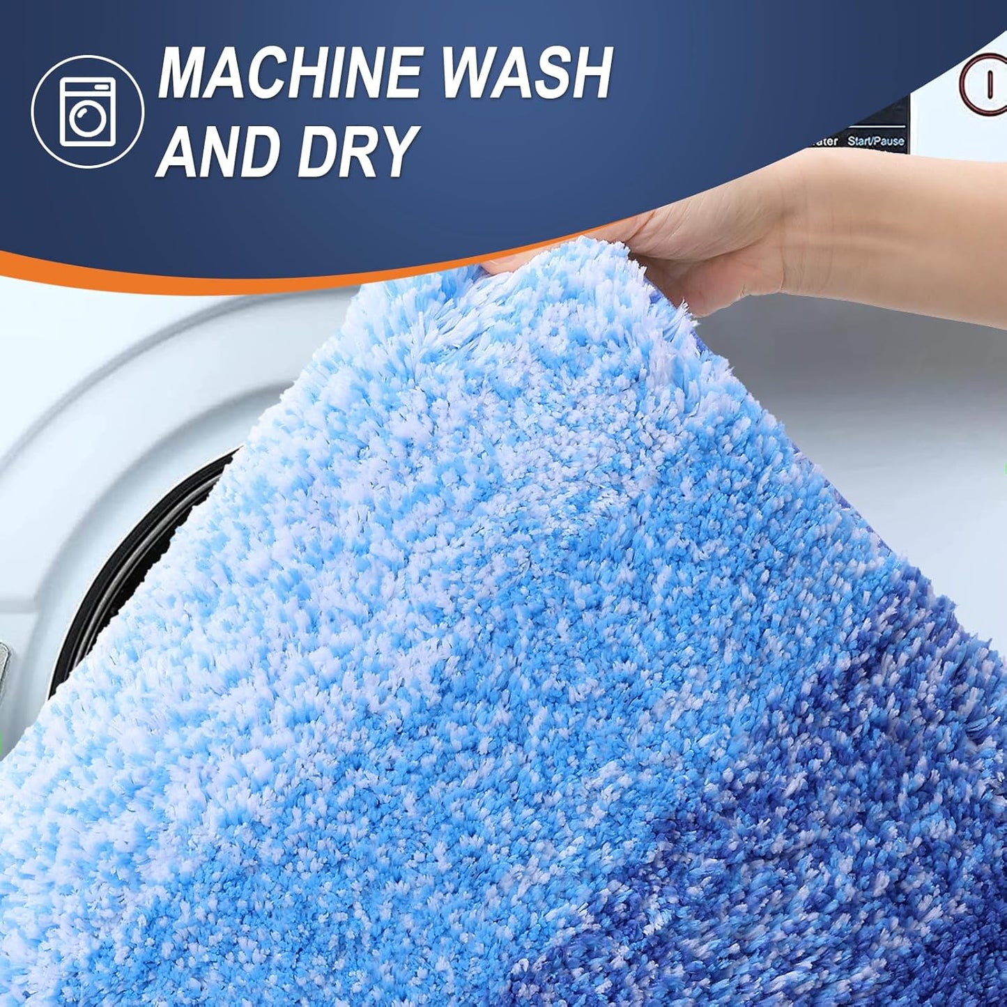 OLANLY Bathroom Rug Set 2 Piece, Soft Absorbent Microfiber Bath Rug Set, Non-Slip, Machine Wash Dry, Plush Shaggy Bath Mats for Bathroom (30"x20"+24"x16", Light Royal Blue)