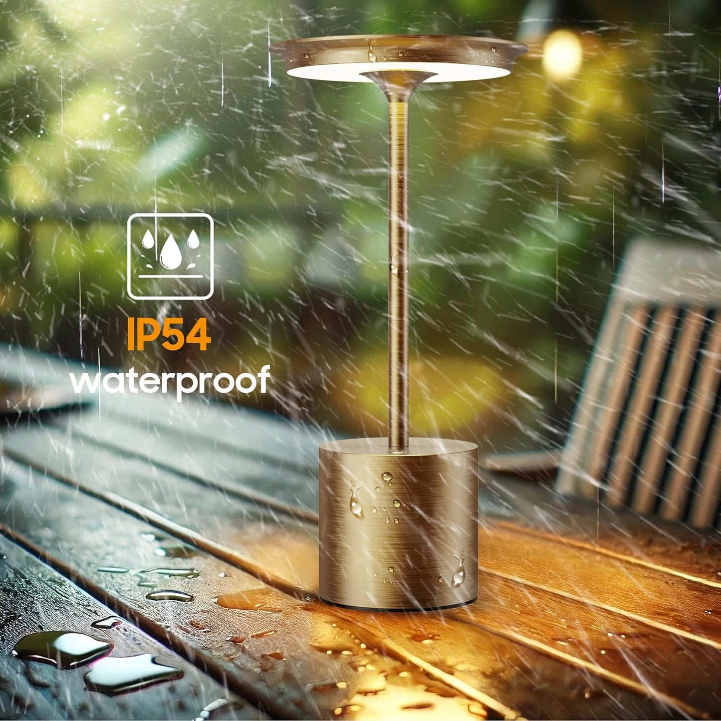 2Pack Cordless LED Table Lamp，Rechargeable Battery Desk Lamps, 3 Color Stepless Dimmable Metal Battery Table Lamps, LED Table Light for Bedroom/Restaurant/Outdoor (Bronze)