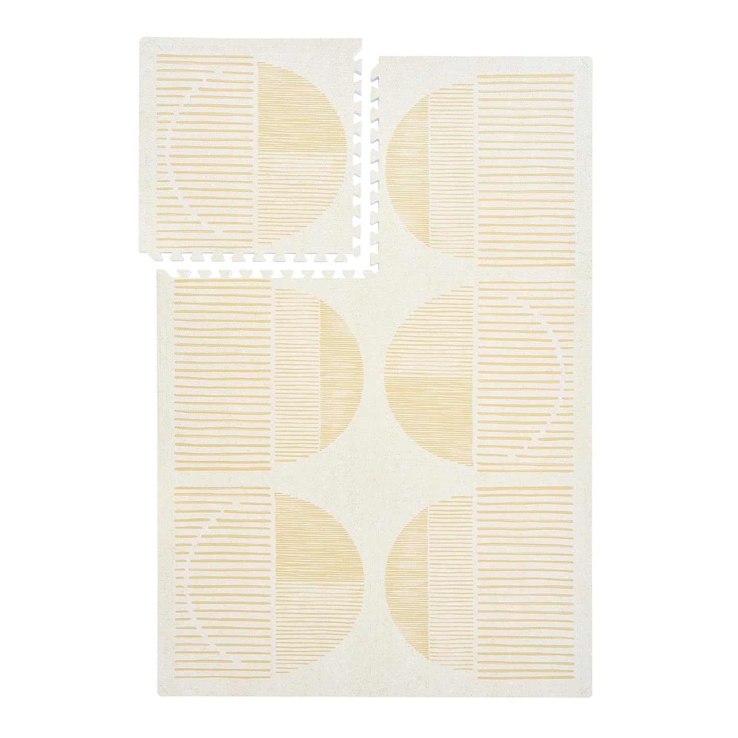 PopsyKosy Super 1 Inch Thick Premium Quality Exercise & Baby Foam Play Mats - Expandable & Large Non-Toxic Odorless Floor Mat - 6 Tiles Spacious 6x4ft - Peel-Resistant - Ecru Linen