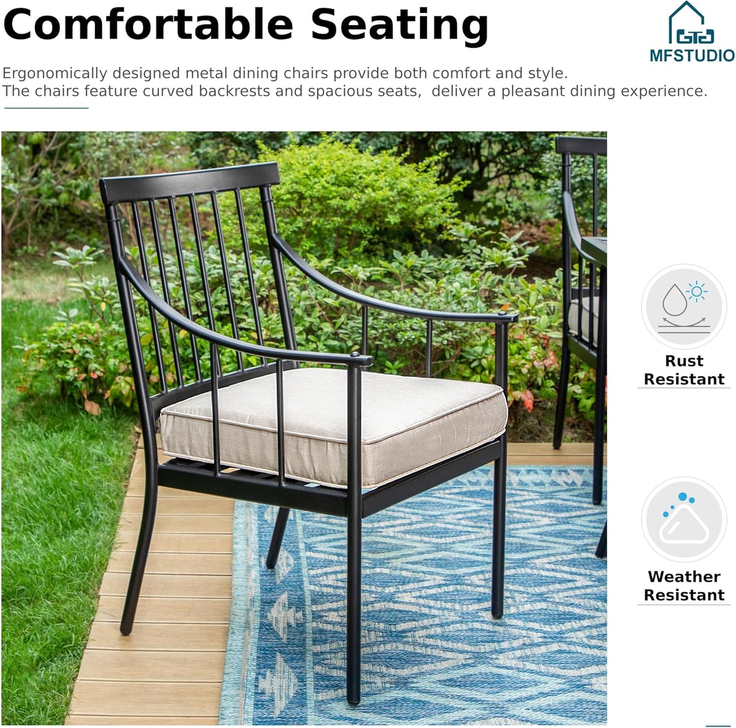 MFSTUDIO Patio Dining Set for 8, Expandable Patio Table and Chairs Set, 9 Piece Metal Outdoor Dining Set, Outdoor Patio Furniture Set for Deck Backyard Poolside Garden