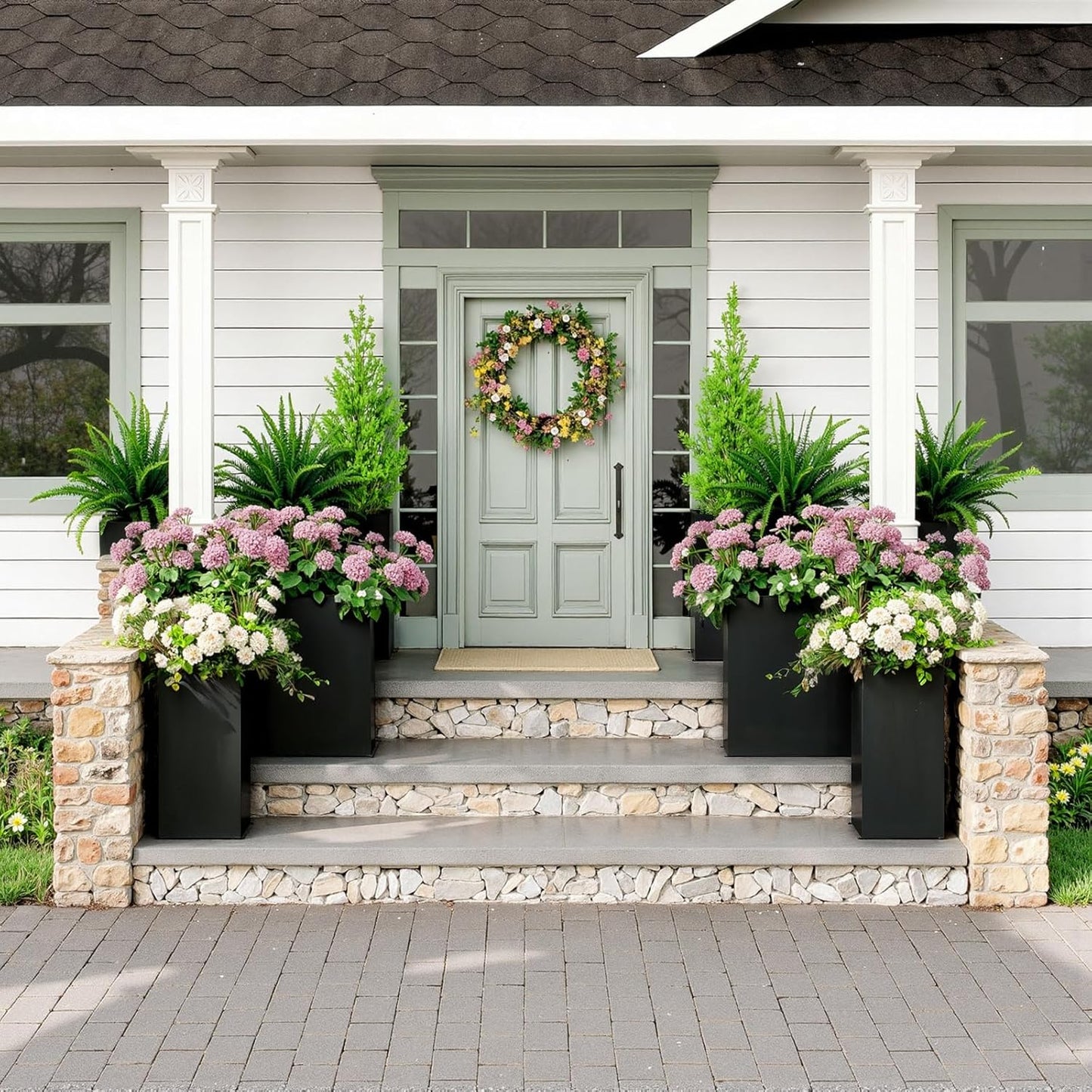 Set of 2 Outdoor Planters 38"W x 10.2"D x 30"H- Tall Rectangular Planters for Outdoor Patio/Porch, All-Weather with Anti-dumping Kit, Durable Galvanized Steel, Modern Design for Plants, Flower