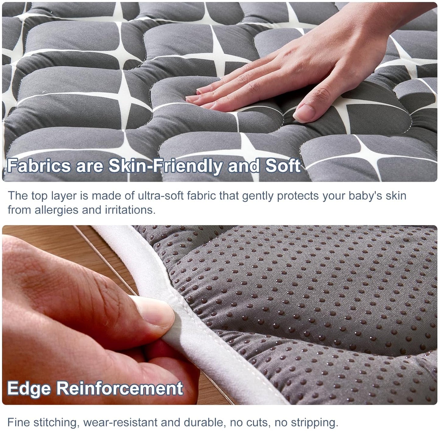 Baby Play Mat - 65" X 50",Premium Thicker Foam One-Piece Crawling Mat, Machine Washable, Extra Large Anti-Slip Activity Playmat for Babies, Toddlers & Infants