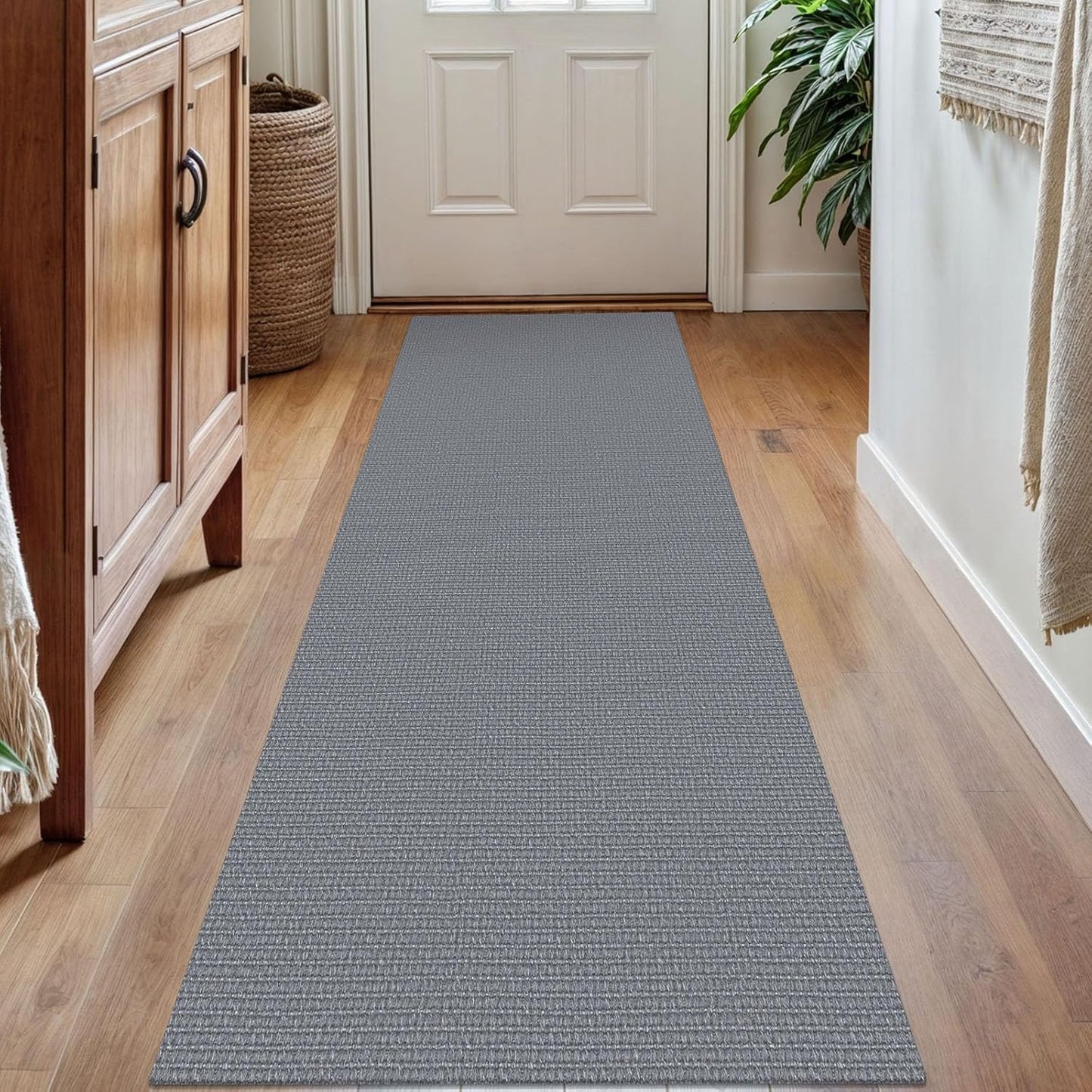 KOZYFLY Washable Runner Rug 2x7 ft Hallway Runner Non Slip Rubber Backed Kitchen Runner Rugs Bobo Entryway Runner Indoor, Carpet Runners for Hall Entrance Bedroom, Grey