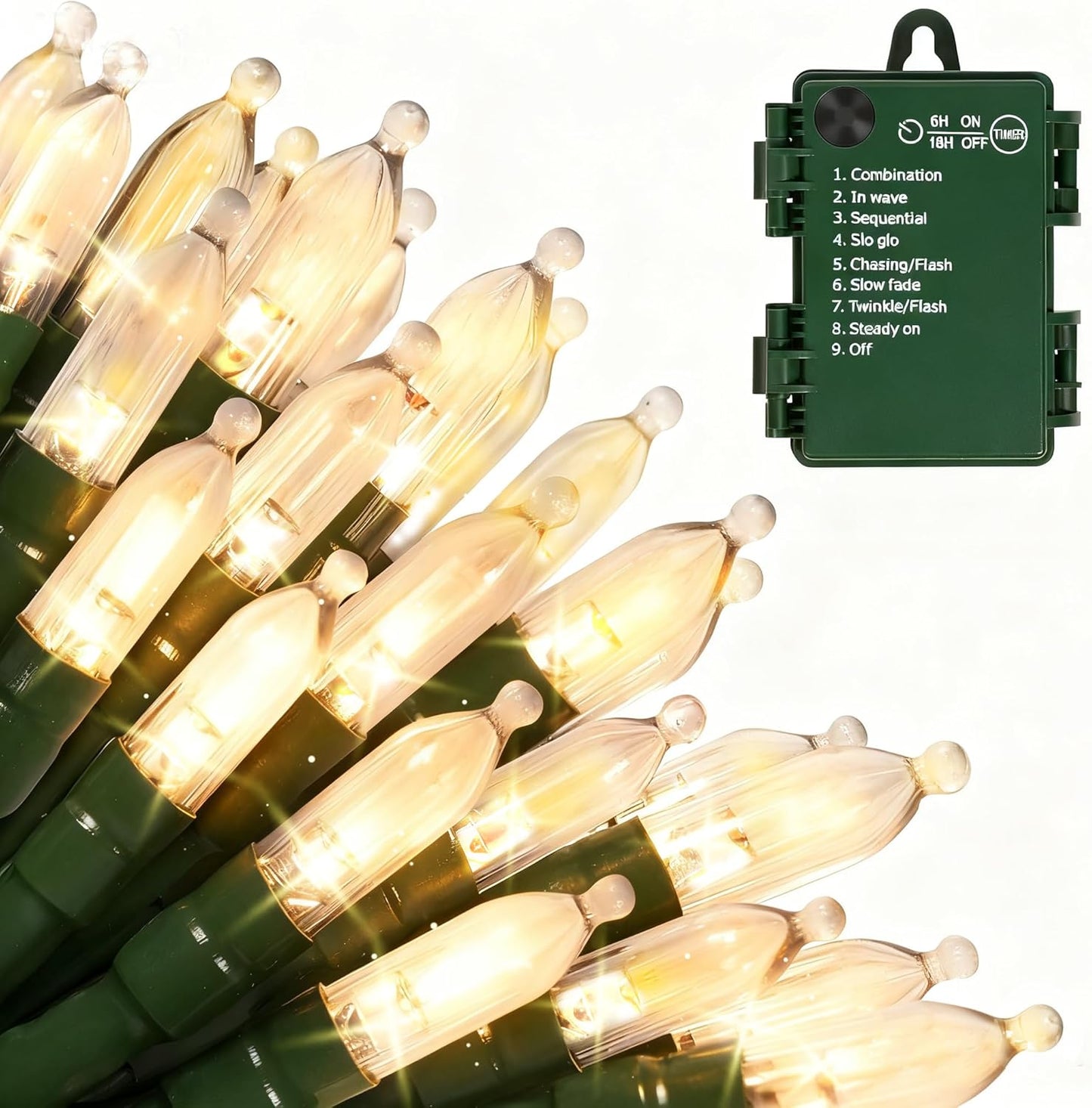 Battery Operated Christmas Lights, 2 Pack 18 FT 50 LED Each Clear Mini String Lights, 8 Modes with Timer Waterproof Tree Lights for Xmas Indoor Outdoor Holiday Home Decor, Warm White