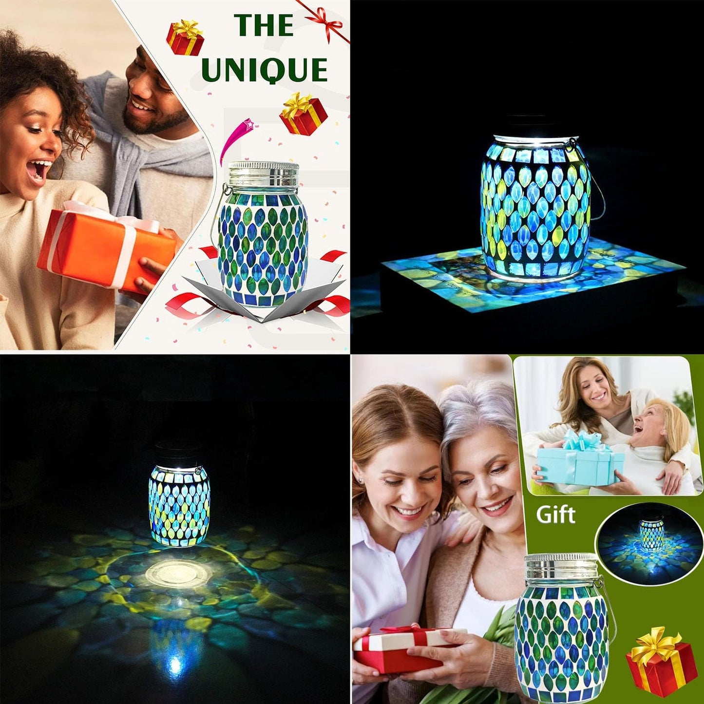 Mosaic Lights Solar Outdoor Hanging Lanterns, Garden Decor Christmas Gifts for Women Mom Grandma Halloween Decor Lights, Outdoor Waterproof Lights, Garden,Patio,Pathway & Yard Décor