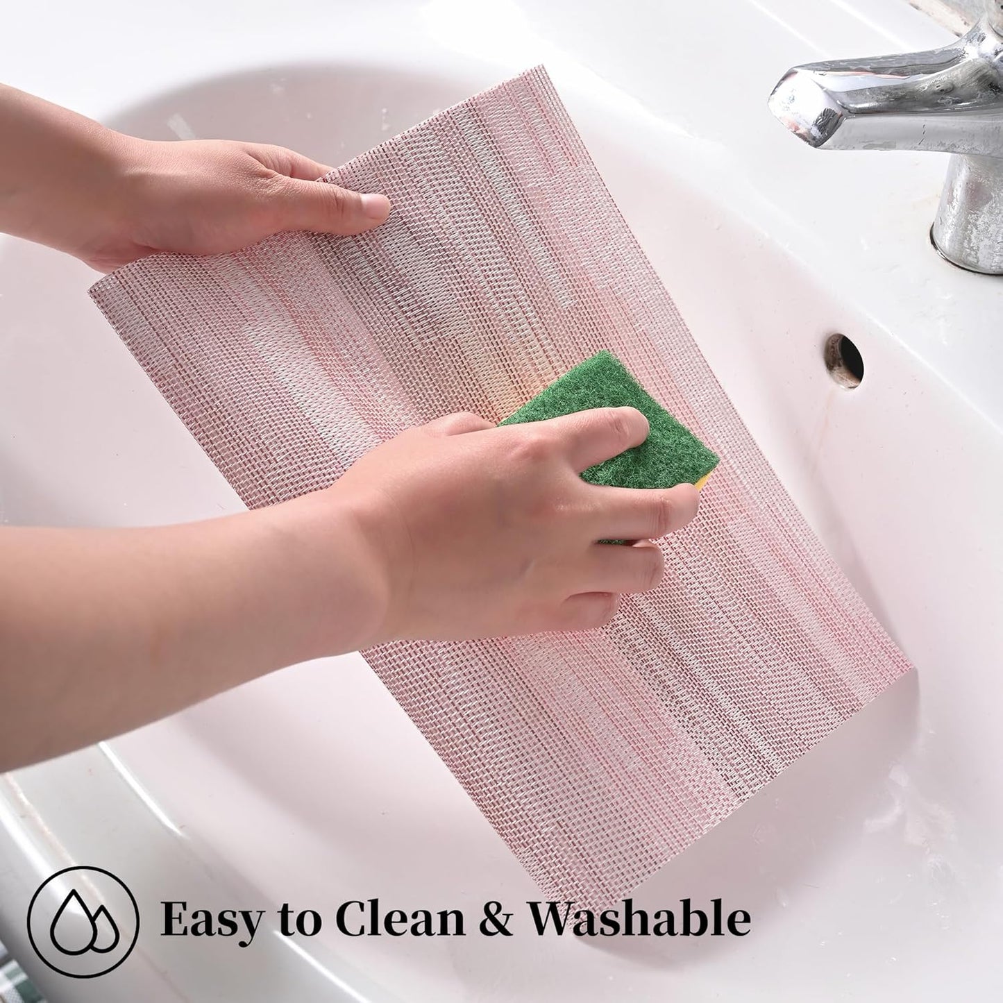 Leetaltree Misty Rose Placemats Set of 8 - Heat Resistant Non-Slip Place mats for Dining Table, Washable Durable PVC Vinyl Woven Table Mats（Misty Rose, 8）