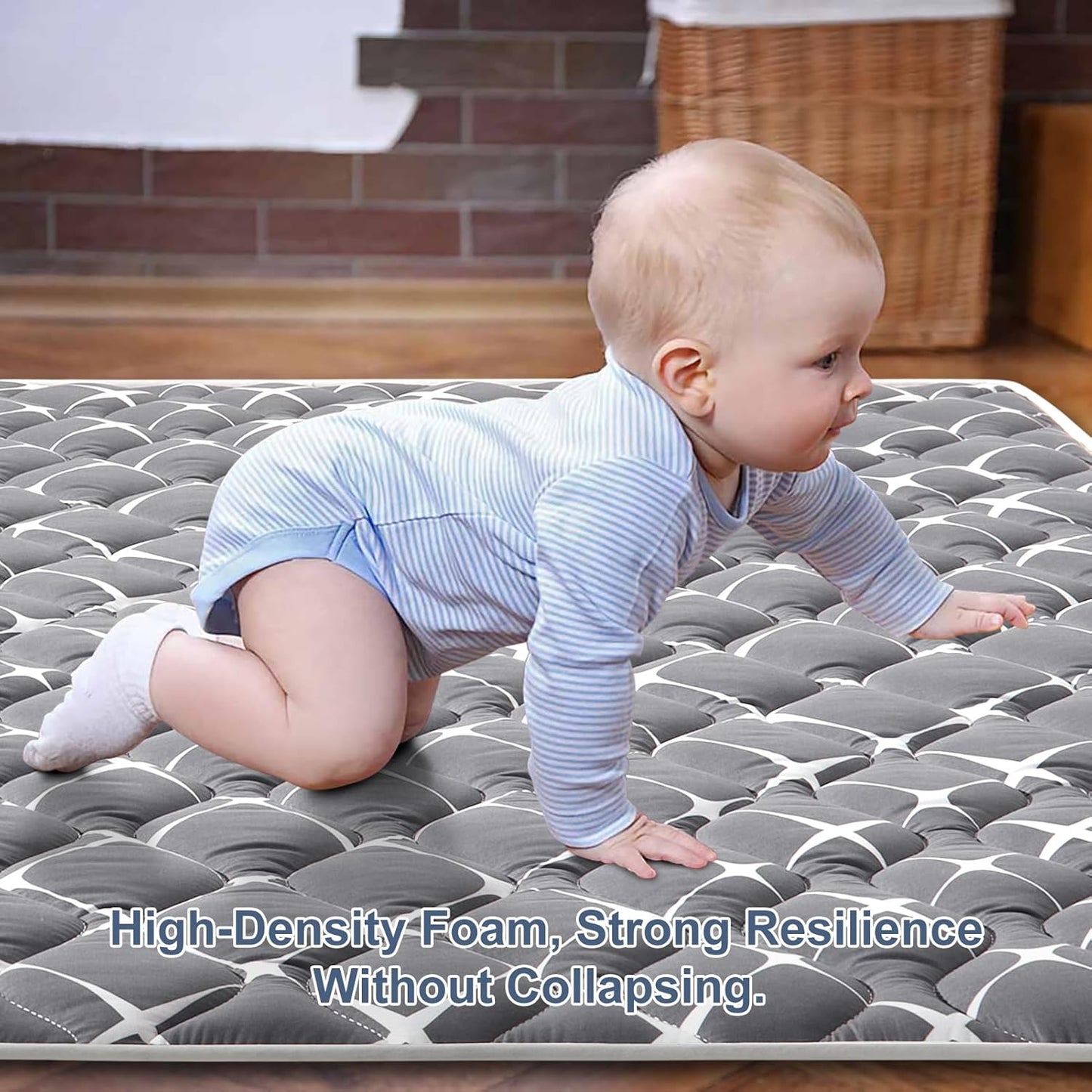 Baby Play Mat - 79" X 63",Premium Thicker Foam One-Piece Crawling Mat, Machine Washable, Extra Large Anti-Slip Activity Playmat for Babies, Toddlers & Infants