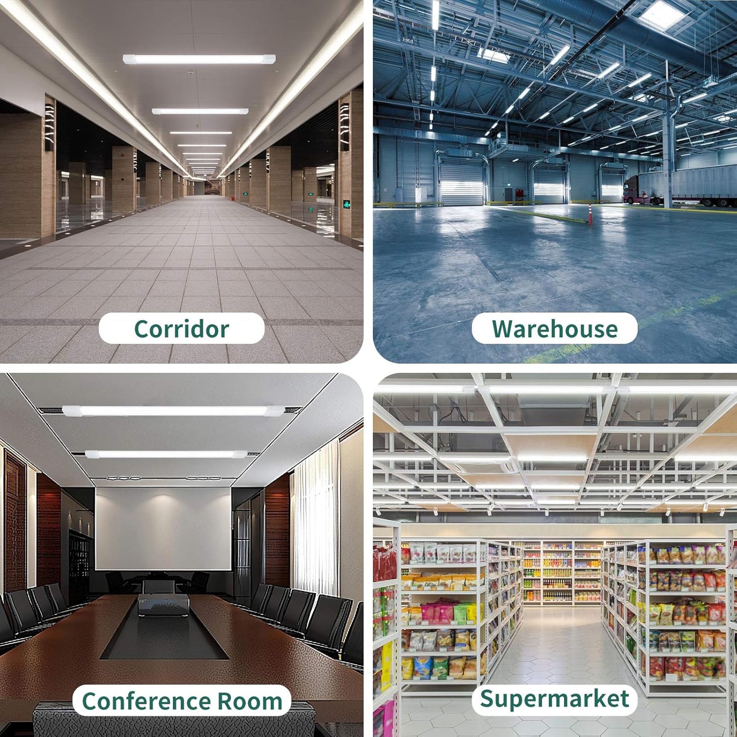 KUKUMAO Utility LED Shop Light Fixture with Plug 4FT 5000K 36W 3600LM Linkable Waterproof Closet Light Under Cabinet Light Ceiling Tube Light for Garage Kitchen Bathroom Workbench and Office(2 Pack)