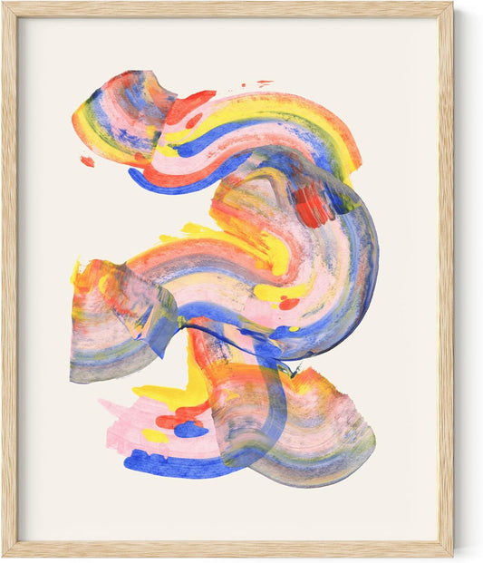 HAUS AND HUES Abstract Watercolor Swirls Art Print with Natural Oak Frame 16x20
