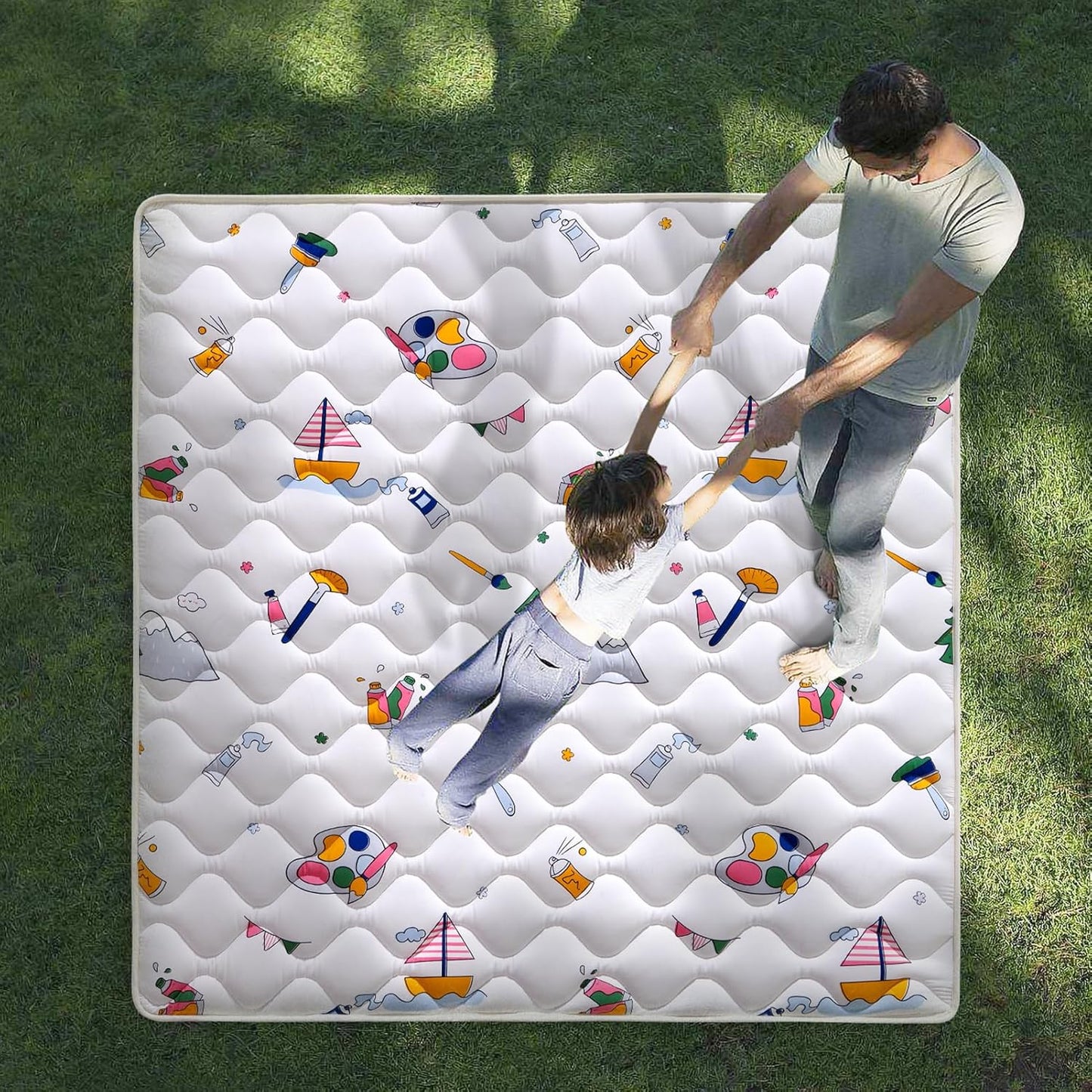 High-Density Foam Baby Play Mat, 47x47 Inches Thicken One-Piece Comfortable and Soft Playmat, Non Slip Machine Washable Floor Mat for Infants, Tapete para Bebes,Toddlers