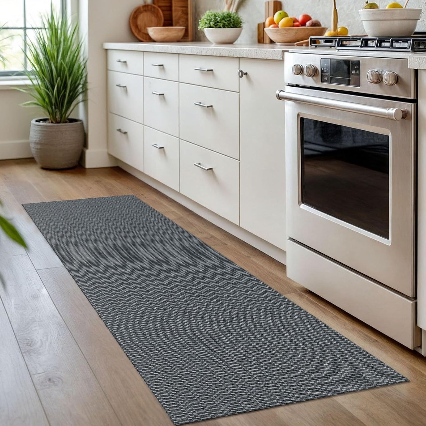 KOZYFLY Washable Runner Rug 2x7 ft Hallway Runner Kitchen Runner Rugs with Rubber Backing Bobo Non Slip Entryway Runner Indoor, Carpet Runners for Hall Entrance Bedroom, Grey/Charcoal Grey