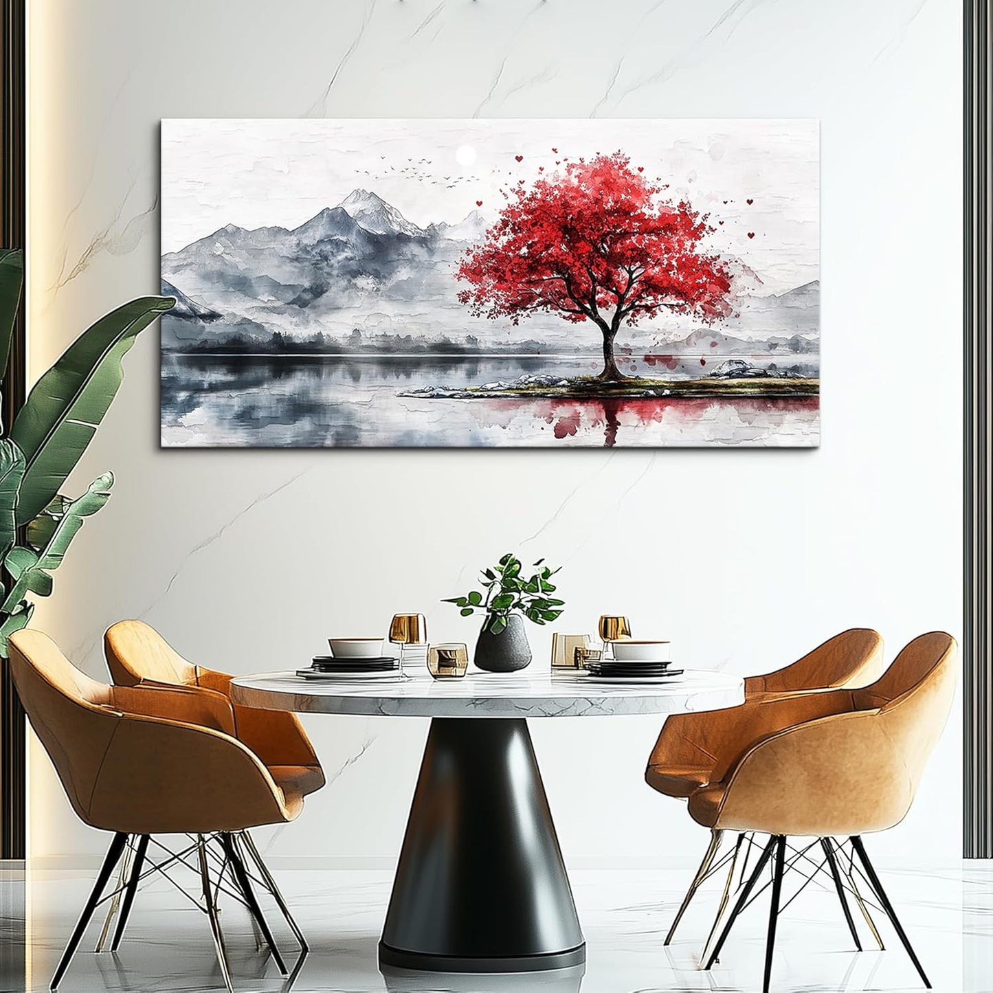 MHARTK66 Abstract Mountain Landscape Wall Painting Wall Art For Living Room Pictures Wall Decor Bedroom Black & White Water Color Picture Trees Canvas Wall Art Artwork For Office Ready To Hang 20x40