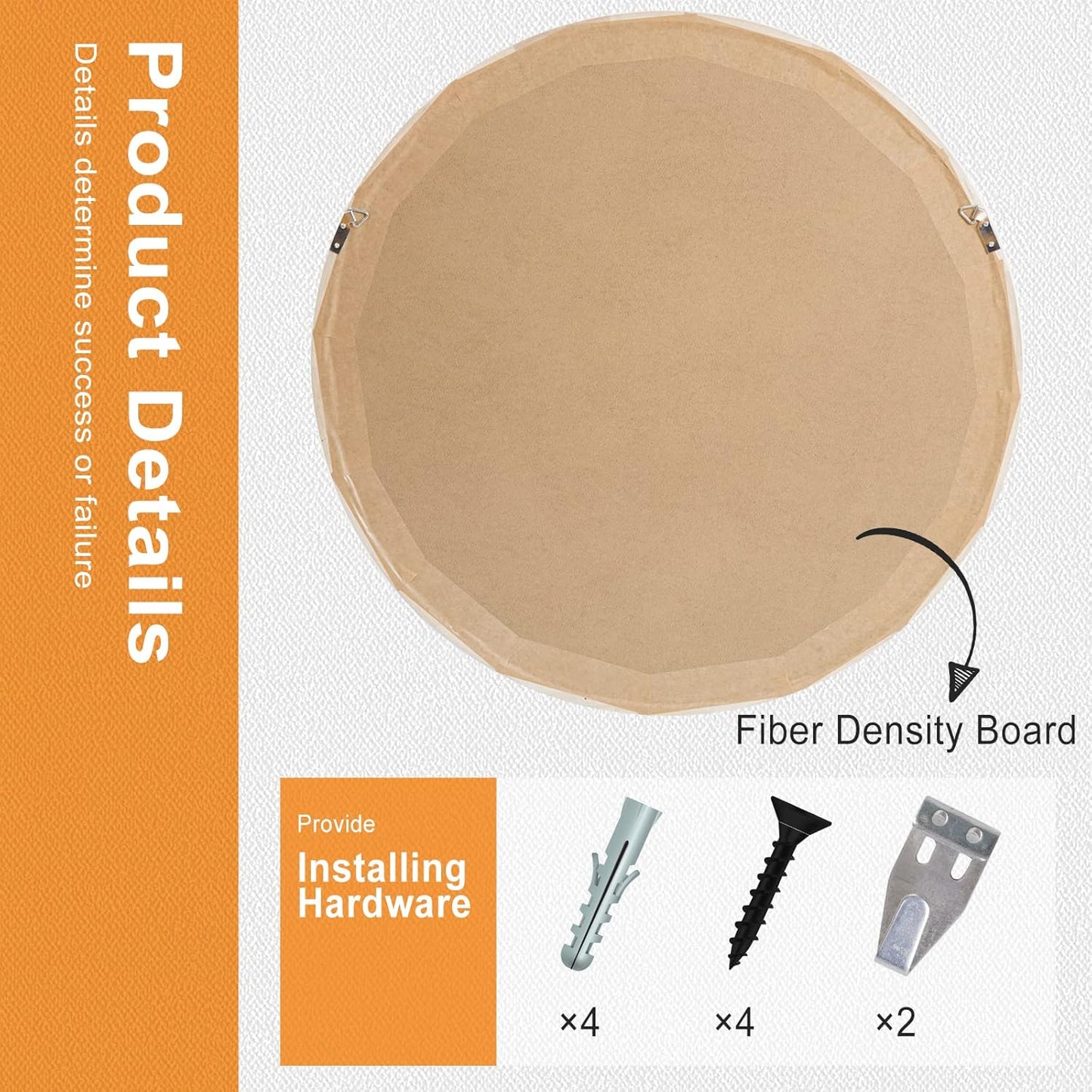 Natural Wood Round Mirror, 24 Inch - Large Wall Circle Mirror for Bathroom or Nursery Decor