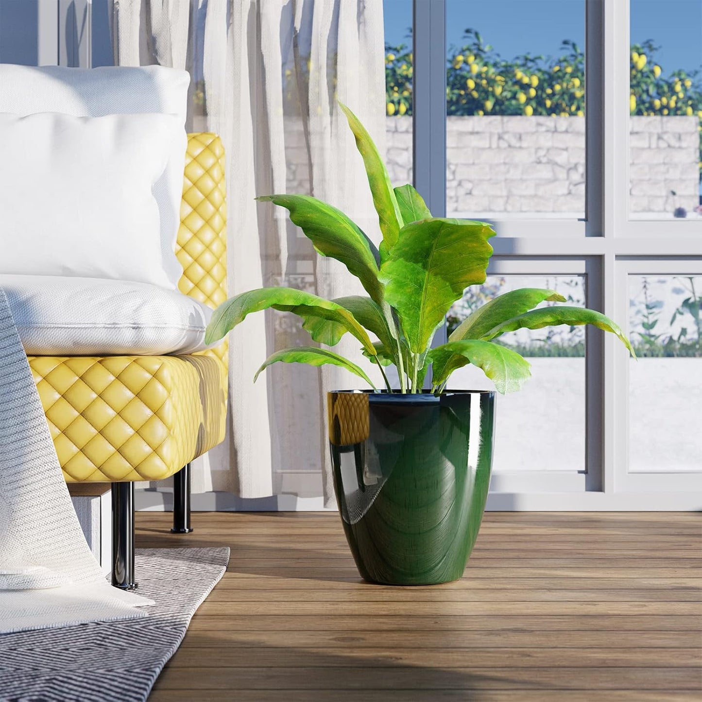 QCQHDU 10 inch Plant Pot with Drainage Hole, 2 Pack Sturdy Pots for Plant Tree Flower, Large PlanterPlanters for Indoor & Outdoor Plants