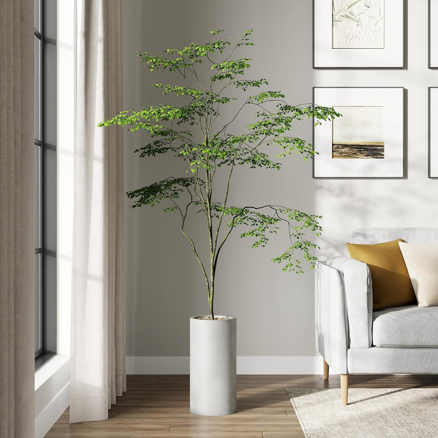 DTY Signature Mount Oxford Tall Outdoor Planter - Small Gray 15.7 Inch Height Modern Tall Planter Pot for Indoor & Outdoor Spaces - Stylish Planter for Contemporary Homes and Gardens