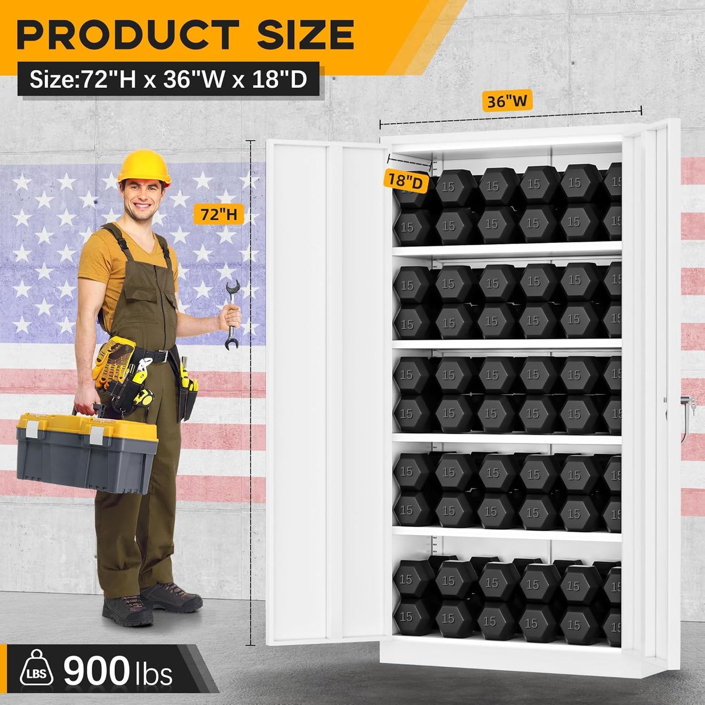 Greenvelly Metal Storage Cabinet with 2 Doors and 4 Adjustable Shelves, 72”H Metal Cabinet Lockable Storage Cabinet,Tall Locking File Cabinet for Office,Home, Garage, Gym, School