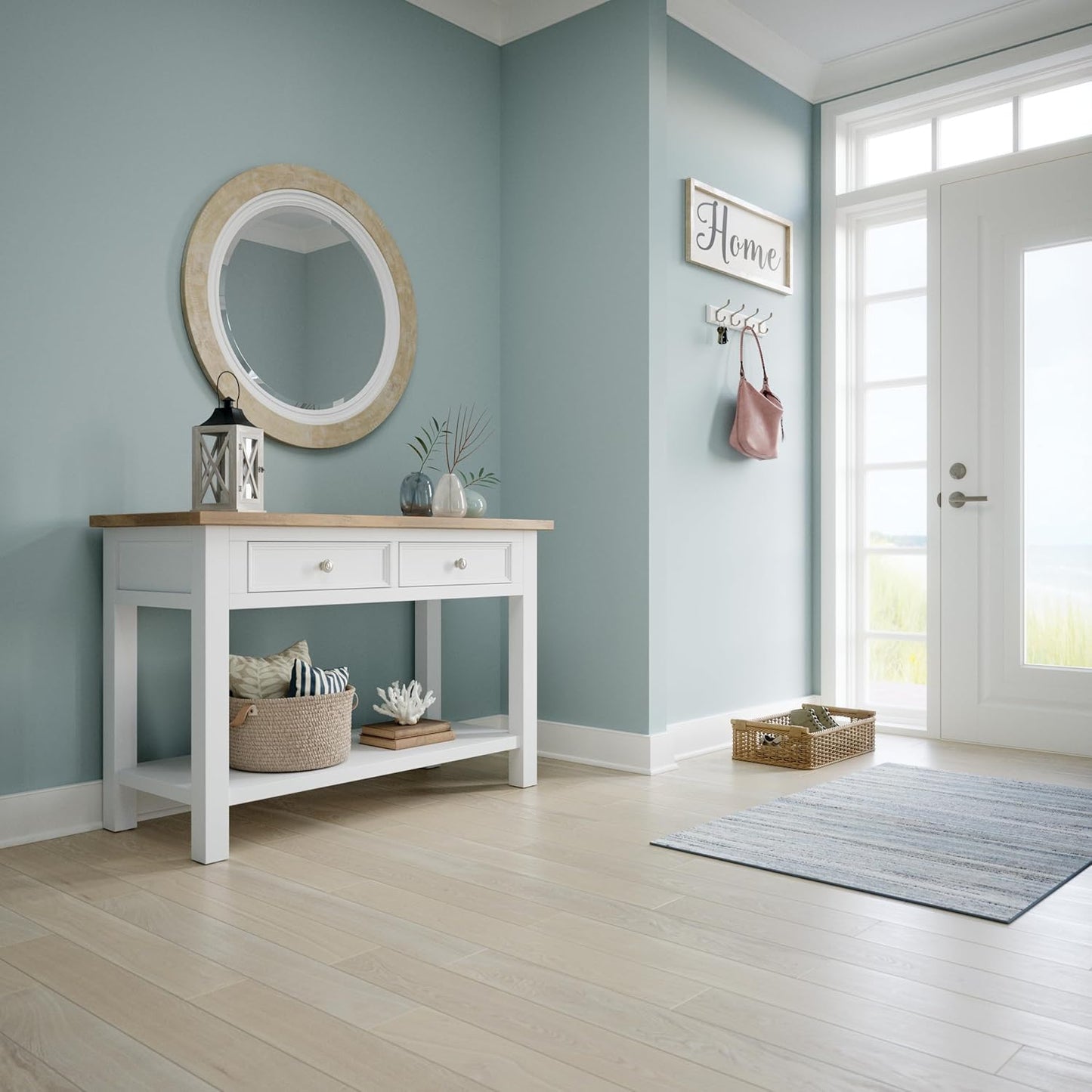 FRANKLIN BRASS Casual Curve Wall Mounted Pure White 16 in. Coat Rack, 4 Nickel Hooks, B46717K-PMN-C