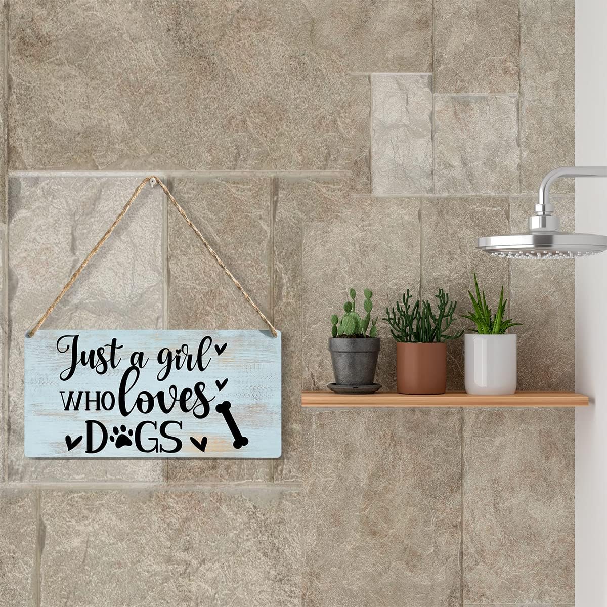 Funny Just a Girl Who Loves Dogs Wood Sign Rustic Dogs Lovers Wooden Hanging Plaque for Home Living Room Girl Bedroom Wall Art Decoration 6 x 12 Inches Present