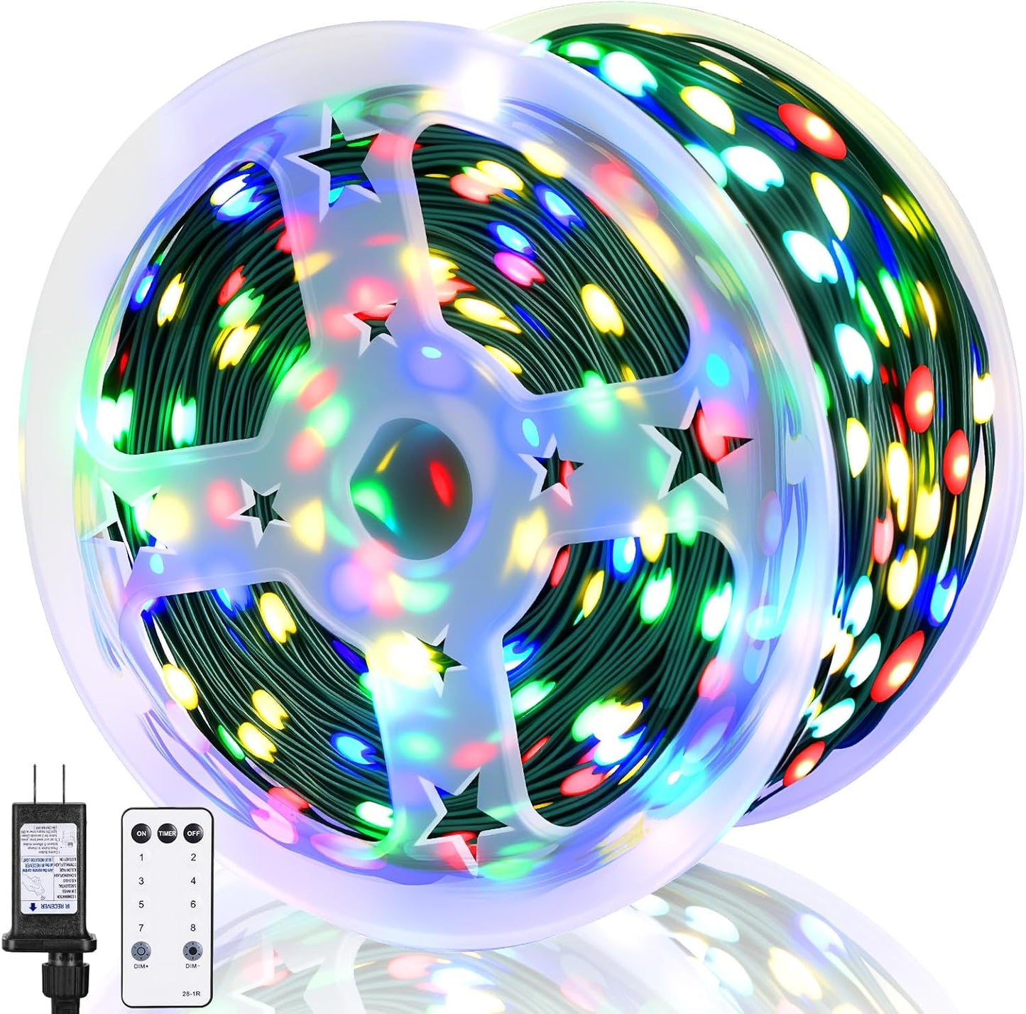 HYH Christmas Lights Outdoor String Lights 500LED 164FT Multicolored Xmas Plug in Fairy Lights Waterproof with Remote for Outside Bush Tree Decor Garden Patio Indoor Balcony Christmas Party