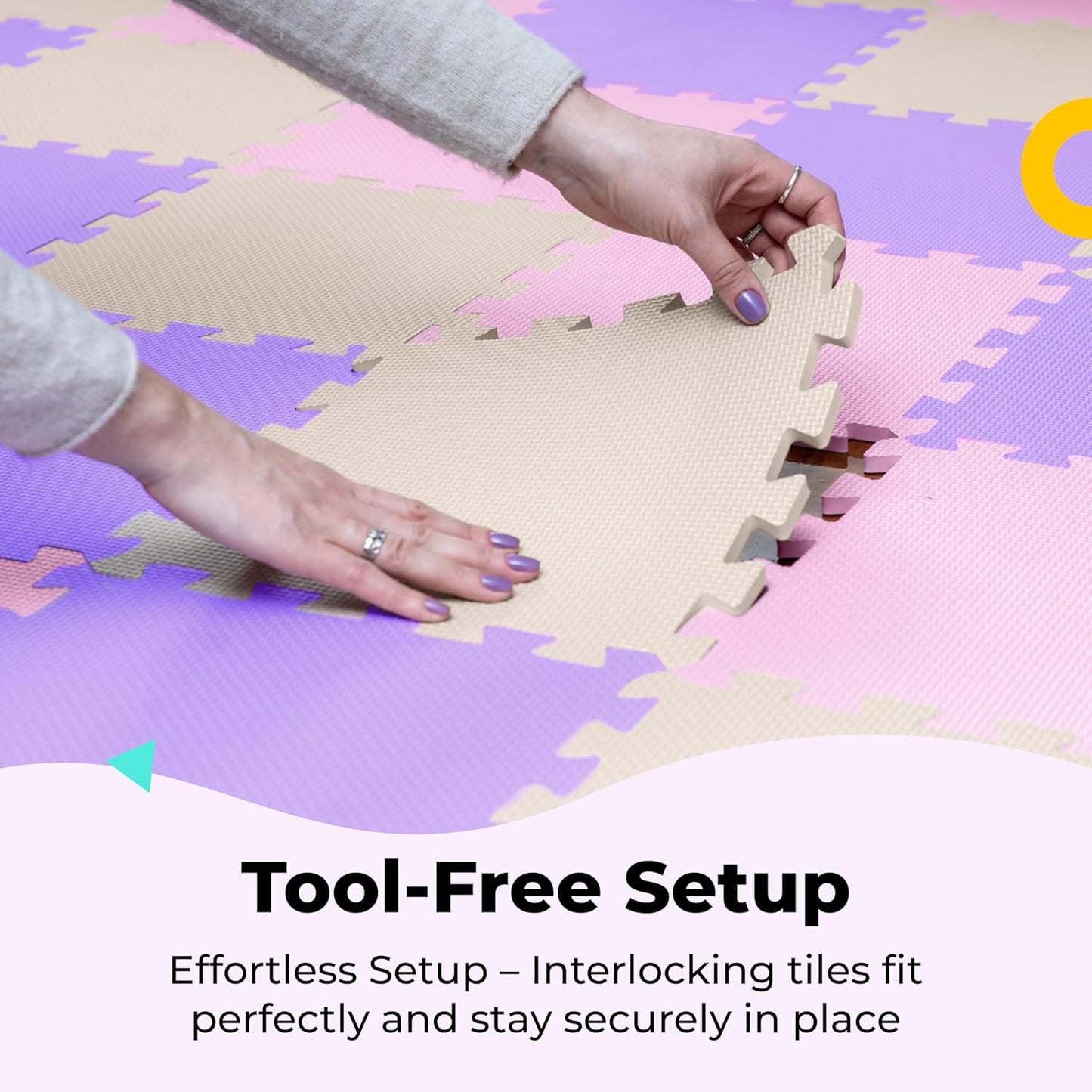 MioTetto Foam Floor Tiles for Kids - Non-Toxic Comfortable Baby Play Mat and Interlocking Foam Tiles, Fits with 74x74 Playpen Mat for Crawling & Development, Soft Play Mat for Babies 6-12 Months